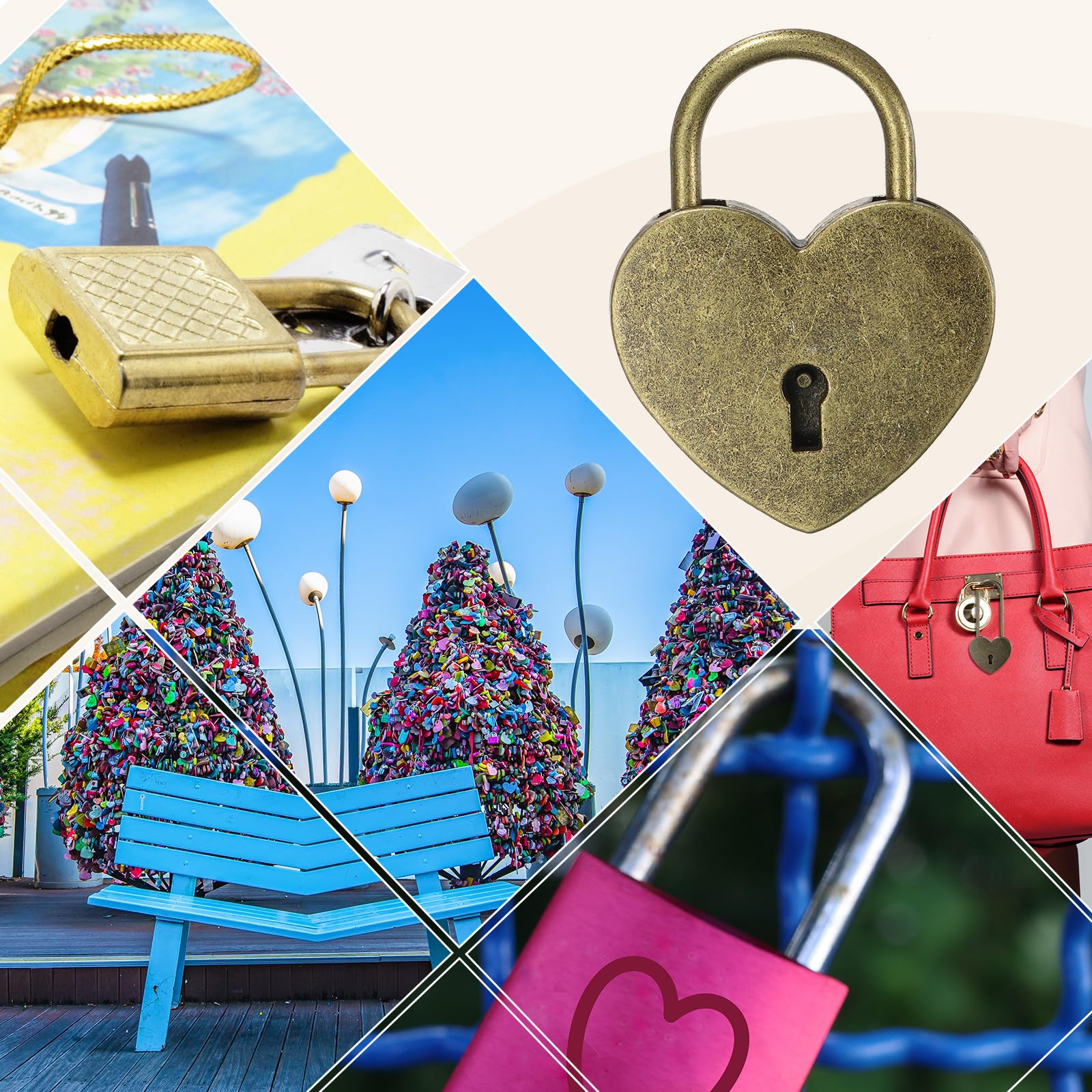 PATIKIL 3.9" Heart-Shaped Love Lock – Blue Padlock Without Key For Bridges, Fences & Weddings