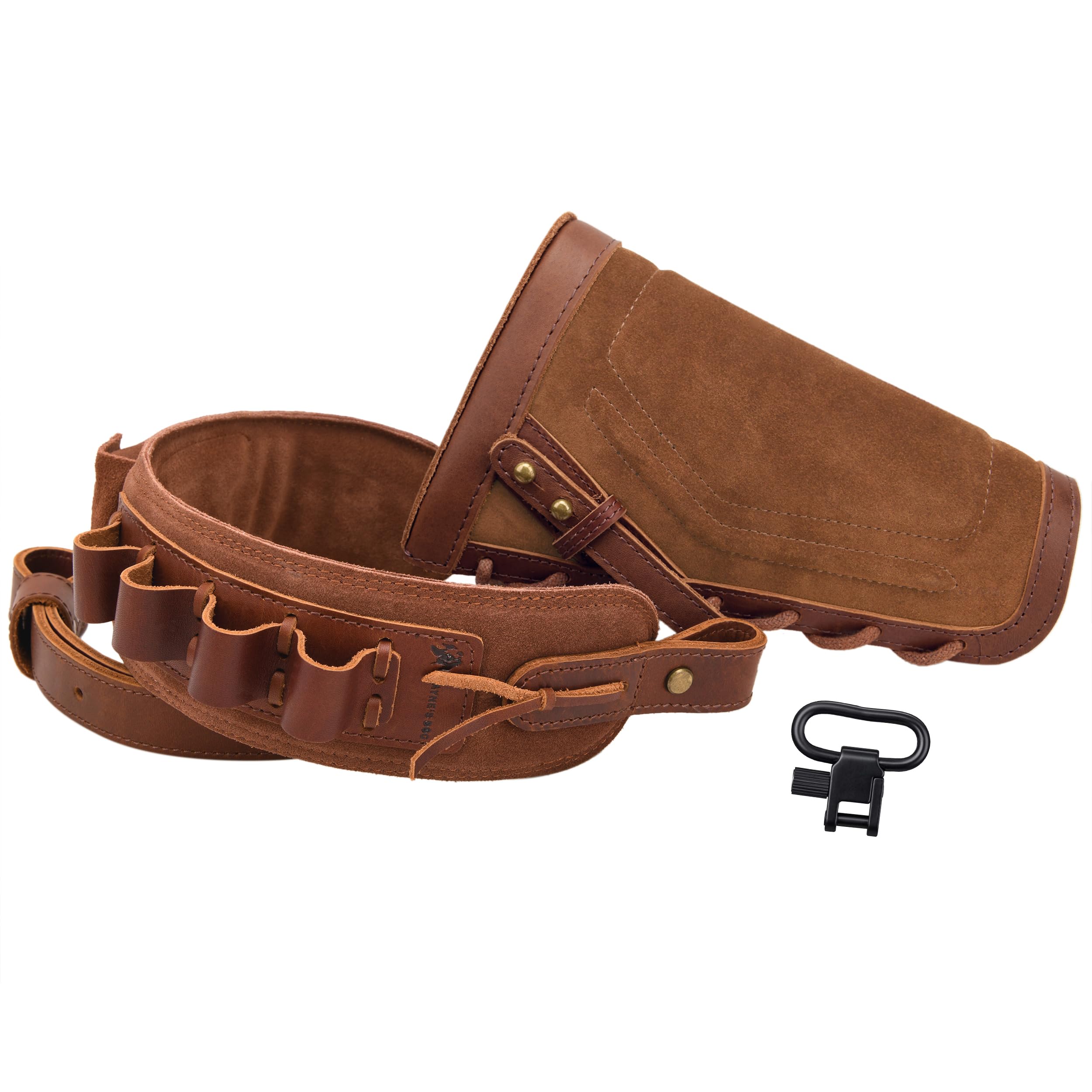 Leather Buttstock with Sling for Hunting (Brown (Righty&Lefty Hand), 20 Gauge)