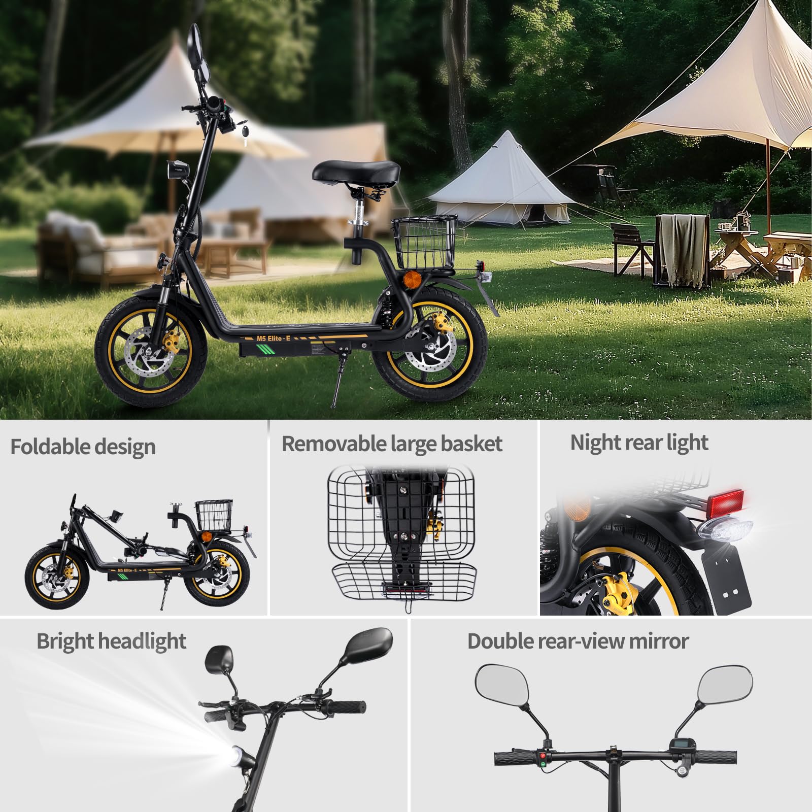 TWOFISH Monopattino Elettrico Omologato per la Circolazione Stradale (EEC), Scooter Elettrico da 14 Pollici per Adulti con Batteria da 48 V 13 Ah, Portata 120 kg, Autonomia 30 km