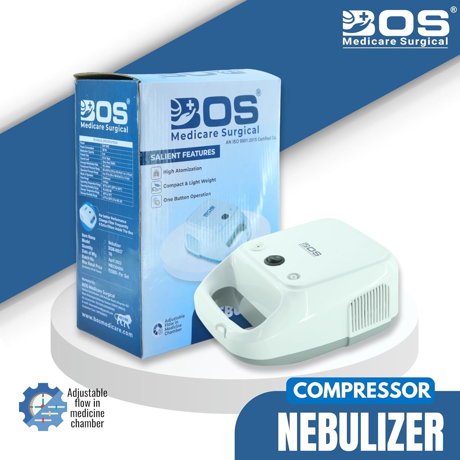 BOS Medicare Surgical Nebulizer Machine NB-57 for children and adults. Medical compressor nebulizer for asthma, cold, cough and breathing relief. Mask, tubing and full kit (white) BOS Medicare Surgical Nebulizer Machine NB-57 for children and adults. Medical compressor nebulizer for asthma, cold, cough and breathing relief. Mask, tubing and full kit (white)