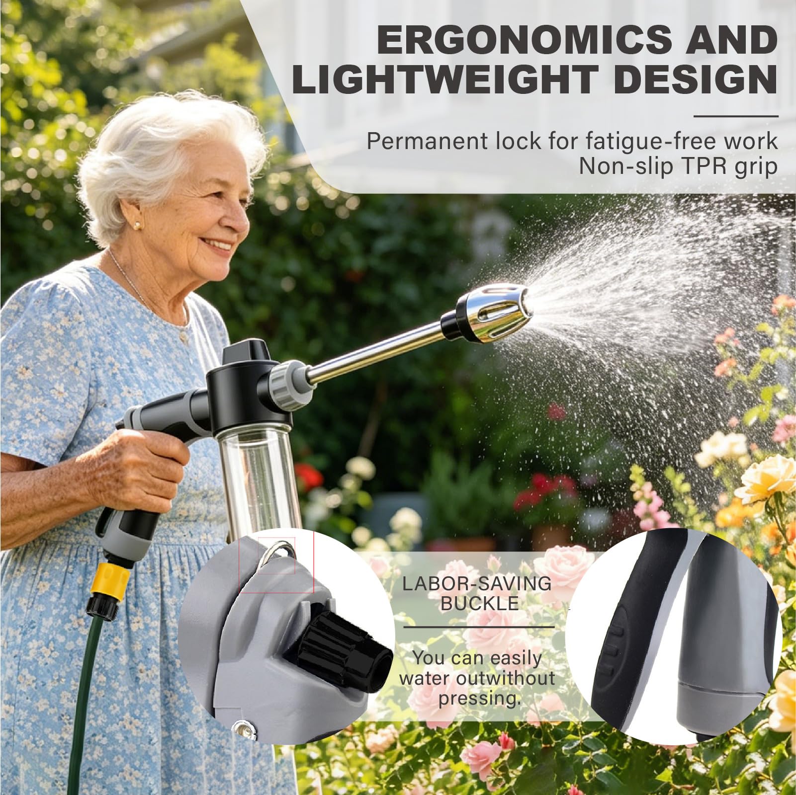 Jetterix Lancia Idropulitrice Portatile con Serbatoio Schiuma, 3 Getti Regolabili e Tubo Allungato – Per Auto, Terrazzi e Giardino
