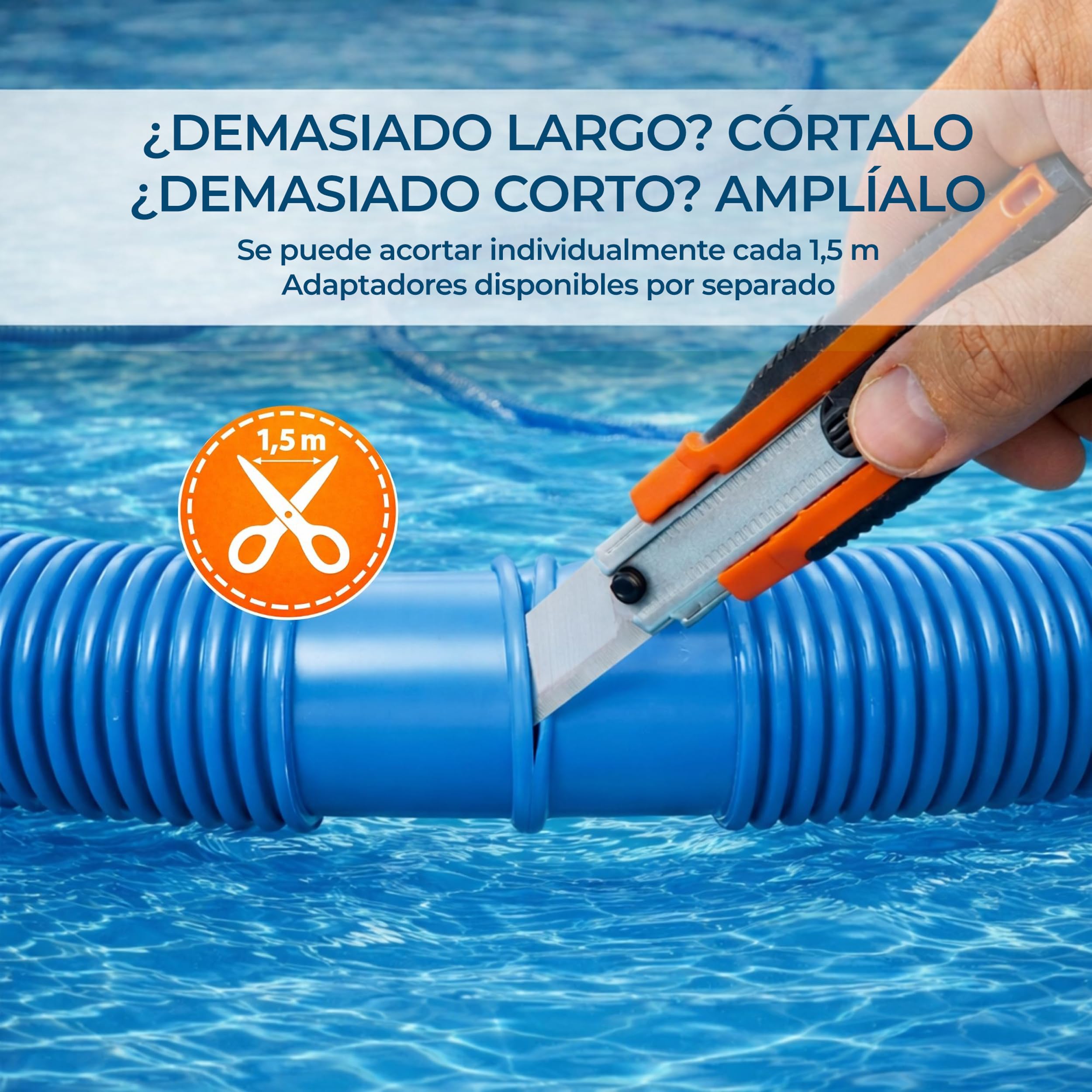 Kalitec Manguera de piscina 38mm 9m azul – Manguera flexible & desmontable – Tubo para bomba, Skimmer & filtro de arena – Tubo de bomba 38 mm Diámetro interior