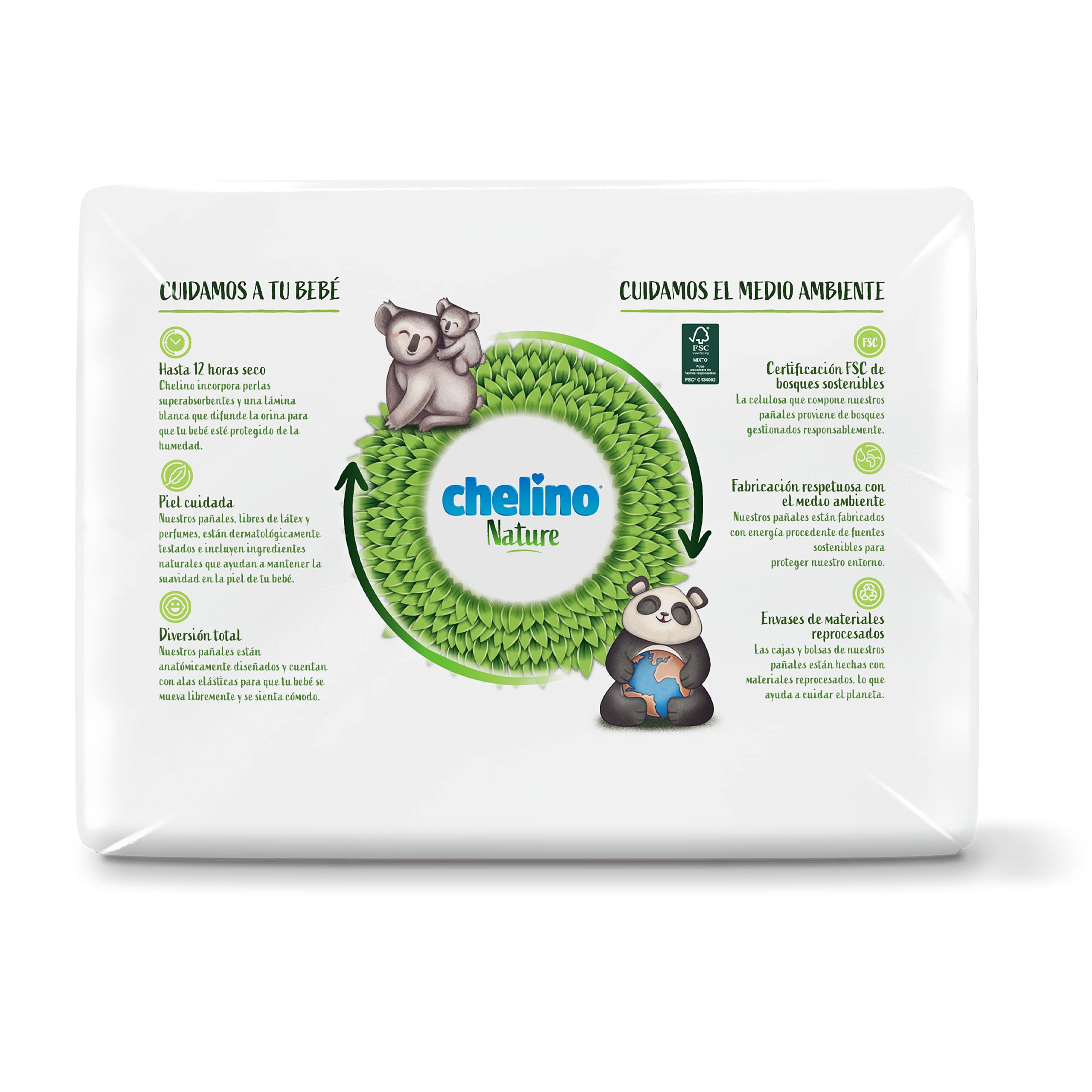 Chelino Nature Pañal Infantil Talla 4 (9-15 kg), 204 Pañales - 3