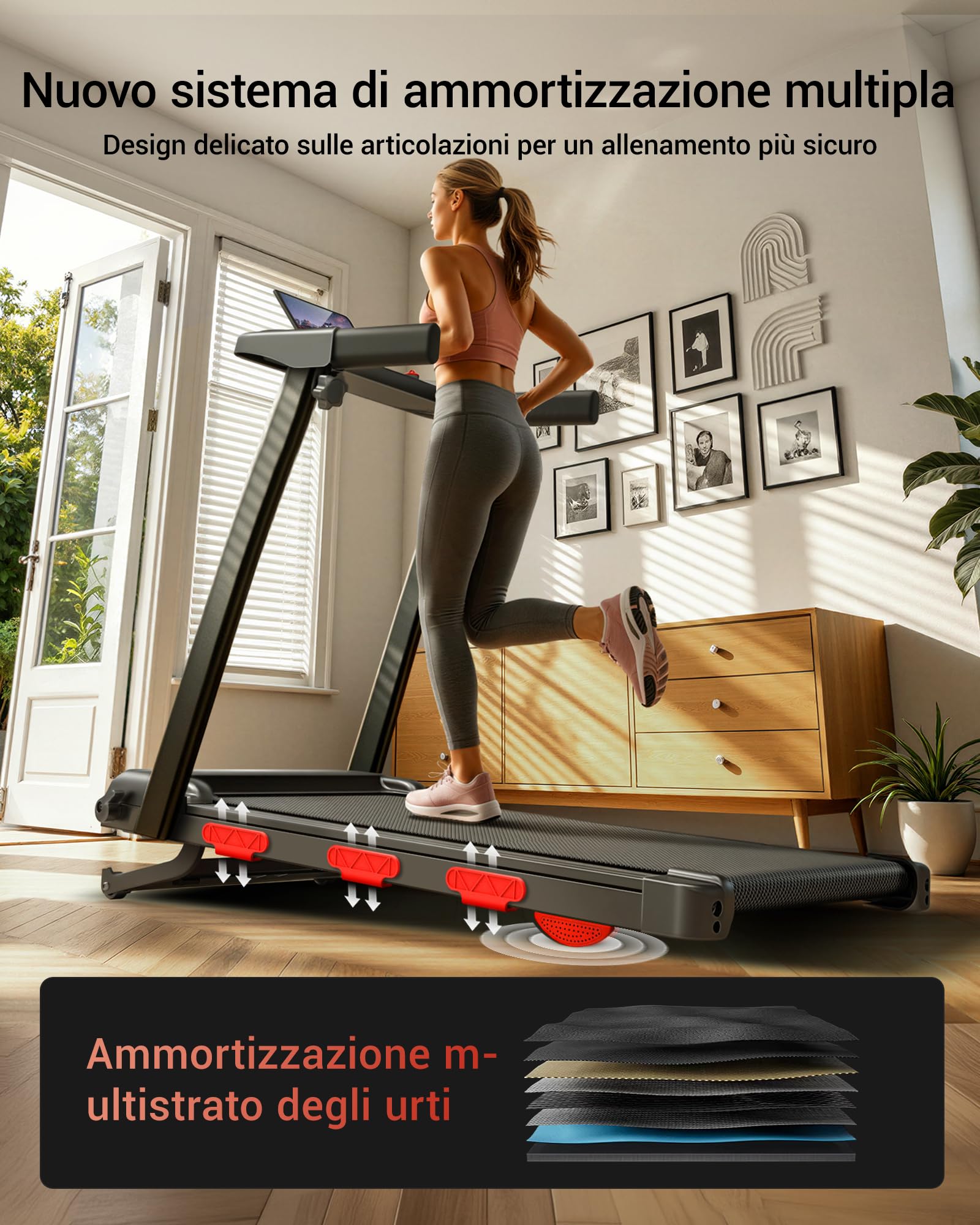 UMAY Tapis Roulant con Inclinazione 18% Automatica, 12KM/H, 160 KG | Tapis Roulant Elettrico, 3,0 HP Tapirulan Pieghevole per Casa e Ufficio