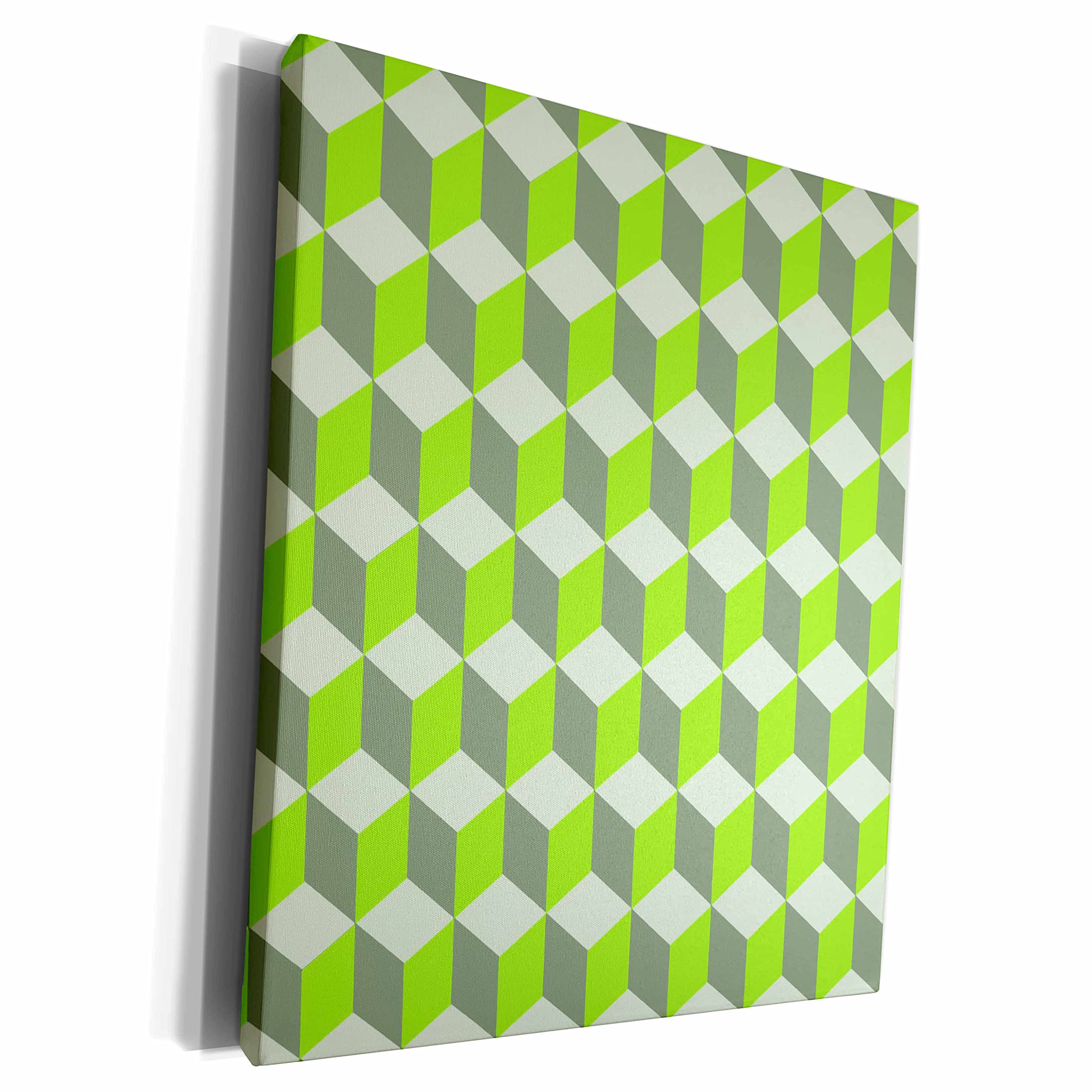 3dRose Rhombus Repeating Pattern In Lime Green Gray and... - Museum Grade Canvas Wrap (cw_315669_1)