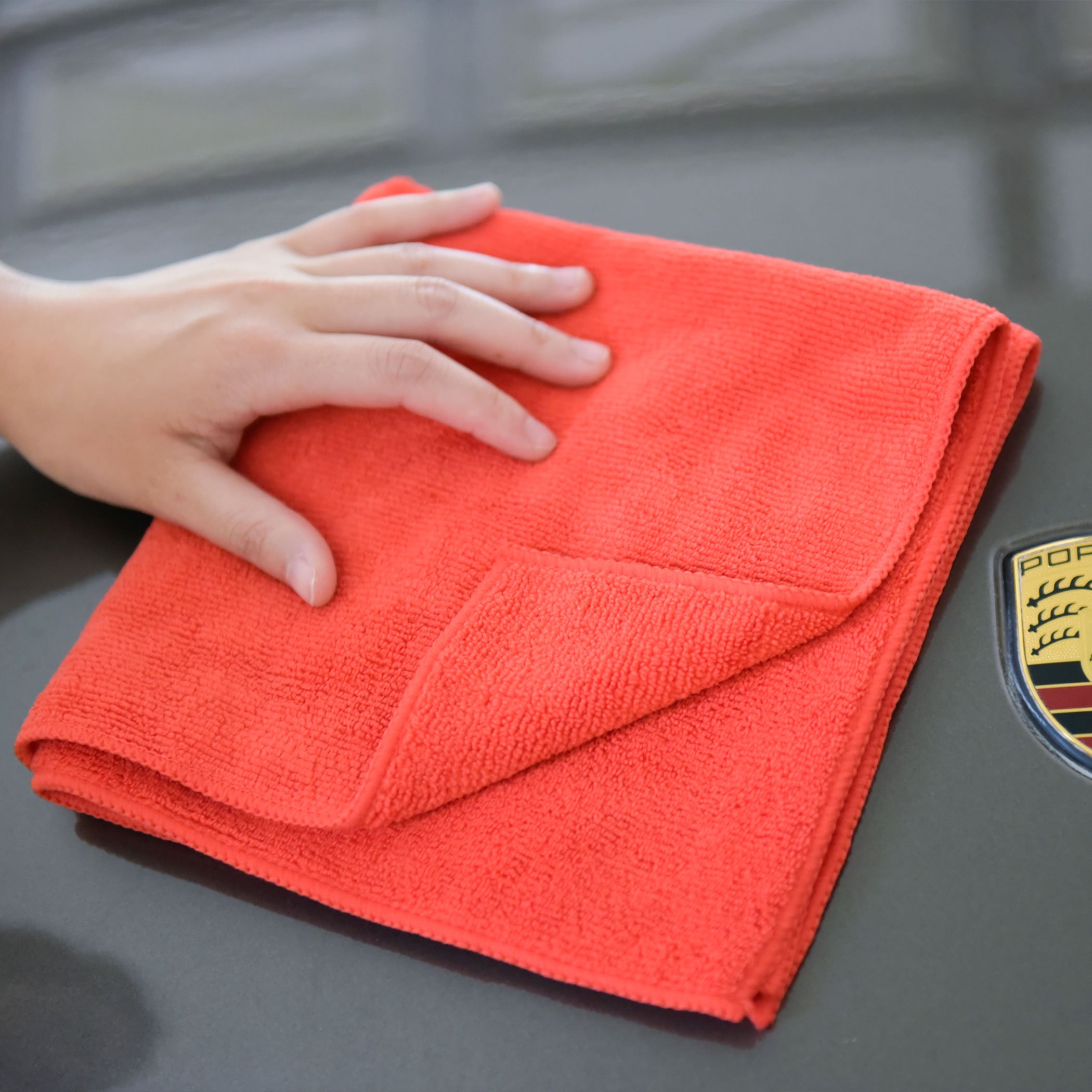 CARCAREZ Microfiber Cleaning Cloth - Ultra Absorbent Car Towels Traps Grime Liquid for Streak-Free Mirror Shine Scratch Proof — view 6