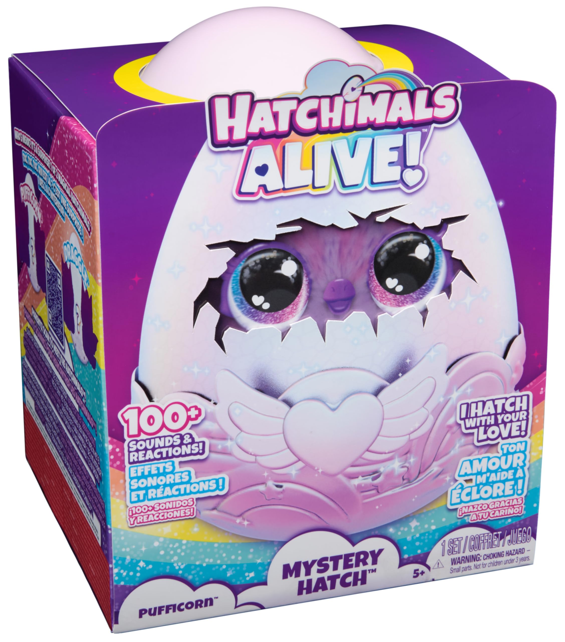 Hatchimals Alive Mystery Ei Pufficorn - magisches selbstschlüpfendes Ei ca. 25 cm groß mit interaktivem Überraschungs-Plüschtier, für Kinder ab 5 Jahren