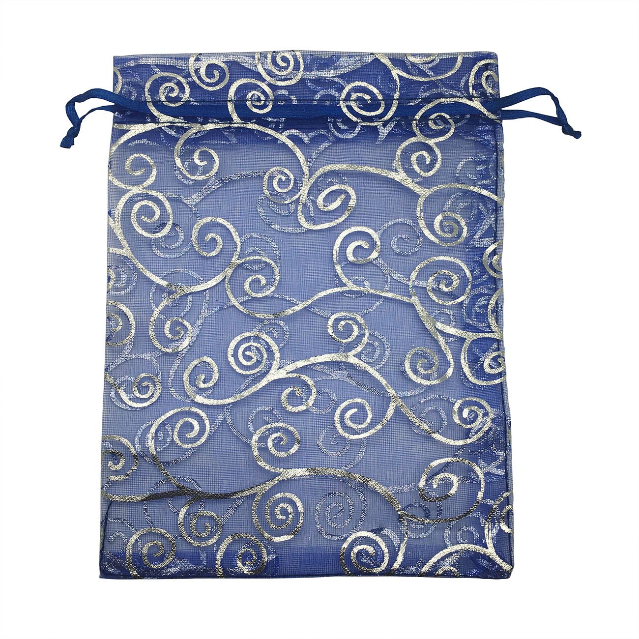 SOSAM 100PCS 5x7 (13x18cm) Drawstring Organza Jewelry Favor Pouches Wedding Party Festival Gift Bags Candy Bags (5x7 (13x18cm), Blue Silver)