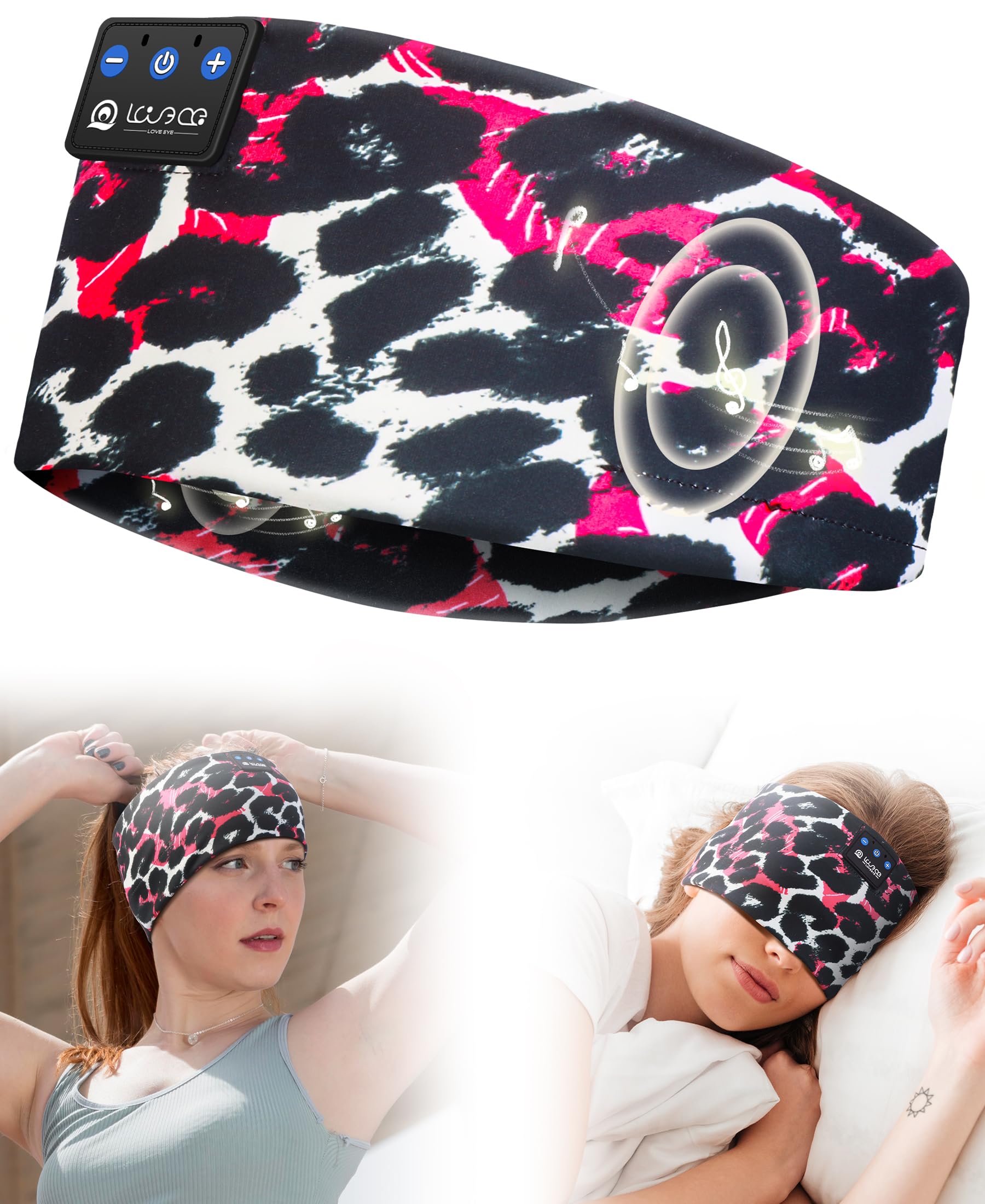 LOVE EYE Sleep Headphones Wireless Headband Headphones Bluetooth 5.4 for Side Sleeper Bluetooth Headband Earphones for Sports for tech gadgets gifts
