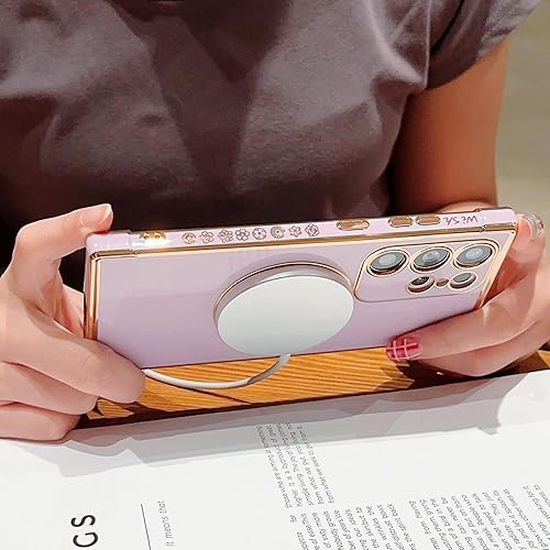 Miniatura 9 de XAYAH Funda ultra magnética para teléfono Samsung Galaxy S21 compatible con MagSafe, bonita funda de flor de rosa para mujer, cubierta de silicona