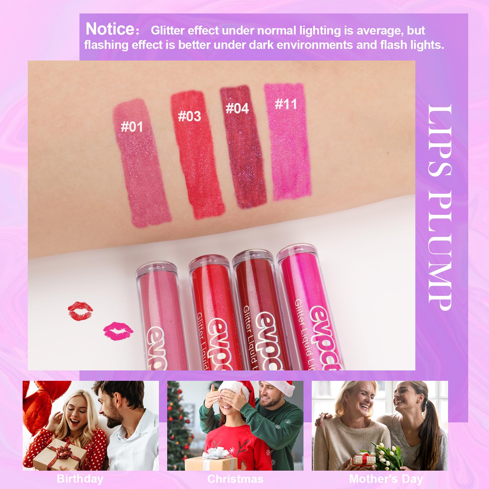 Likesing 3 Pezzi Rossetto Lunga Durata Set Lucidalabbra Rossetti Kit Labbra Opaco Rosso Rossetto Glitter Liquido Lipgloss Rossetto Volumizzante Lipstick Matte Trucco Regalo Donna per Trucchi Ragazza