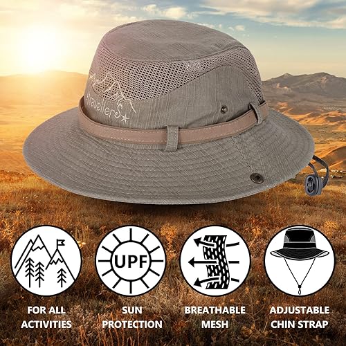 Miniatura 5 de Sombreros de sol para hombres y mujeres, sombrero de pesca UPF 50 de ala ancha, sombreros Boonie para safari, playa, verano, protección UV, sombrero