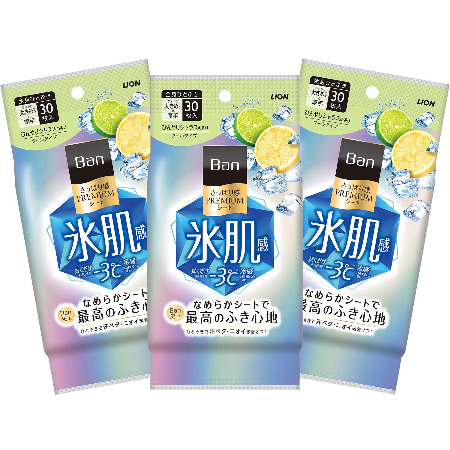 【２４個セット】【１ケース分】 ライオン バン さっぱり感PREMIUMシート クールタイプ ひんやりシトラスの香り(30枚入)×２４個セット　１ケース分 【dcs】 Amazon.co.jp: Ban(バン) さっぱり感PREMIUMシート クールタイプ