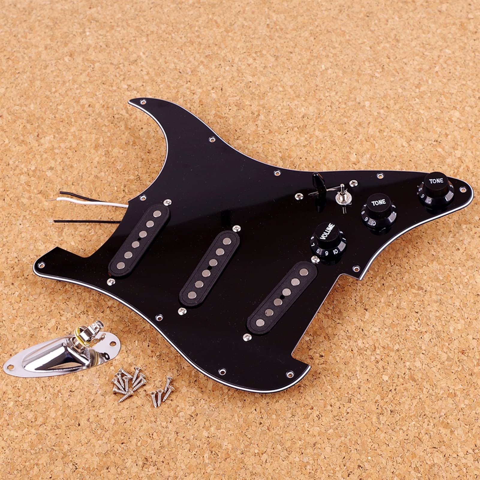 Schlagbrett Gitarre vorverdrahtet Single Coil Gitarre Pick -Guard -Pickups Alnico V Loaded Vordrückung 11 Loch SSS Schwarze Pickups Set