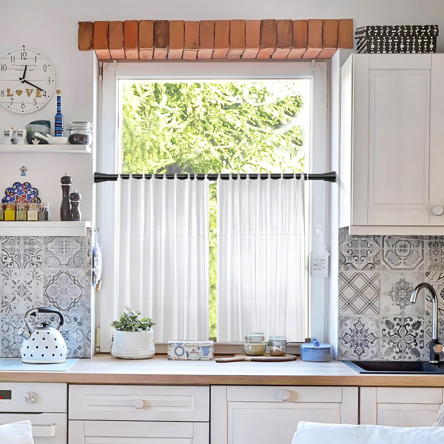 2 Pack 28-48 Inch Adjustable Stainless Steel Anti-Slip Spring Tension Small Shower Curtain Rod - No Drilling, 7/8 Tension Rod for Bathroom Bedroom Doorway Closet Door