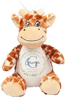Personalised Christening Gift, Custom Baptism Gift, Giraffe Teddy Bear Soft Toy Plush, Christening Gift For Boys, Baby Keepsake, Christening Present, Baptism Present