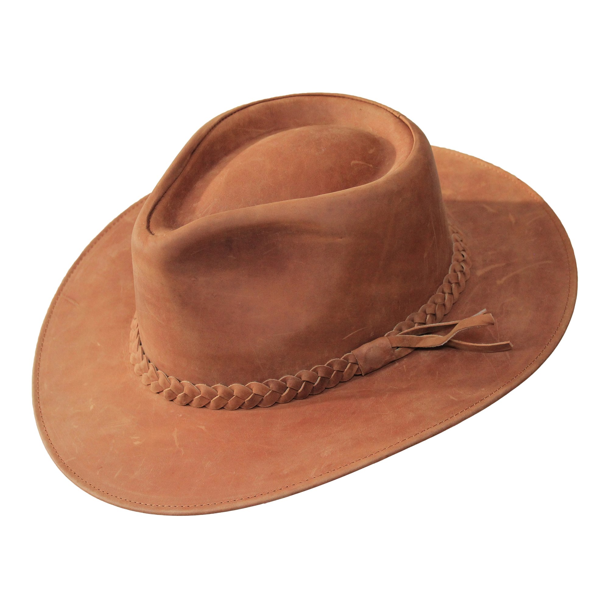 B&S Premium Leder Fedora - Hut mit breiter Krempe - Hochqualitatives Leder - Wasserabweisend