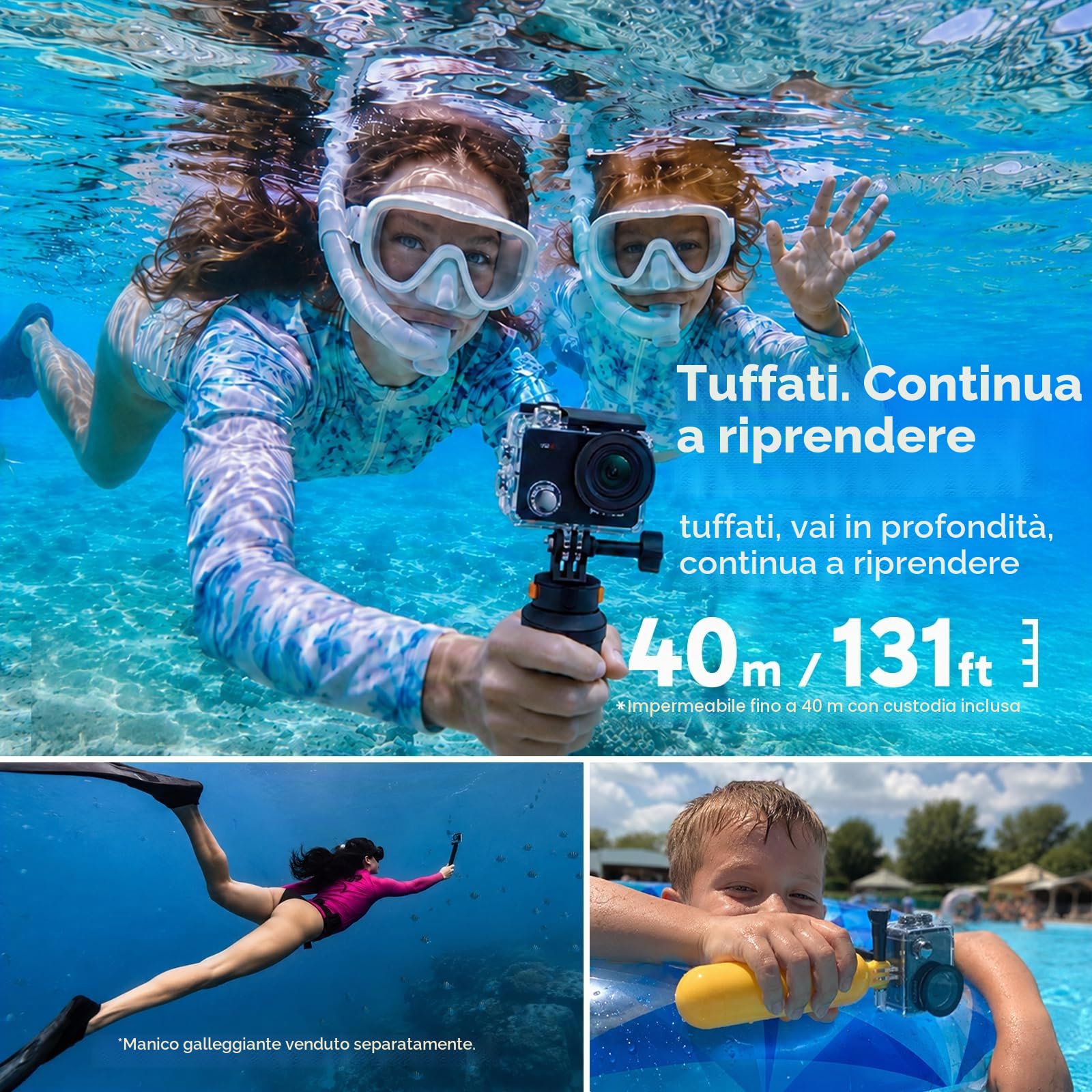 AKASO V50 X Action Cam 4K 20MP con 64GB microSDXC U3 Scheda di Memoria, Videocamere WiFi EIS 40M Fotocamera Subacquea Touch Screen, Telecomando, Custodia Impermeabi