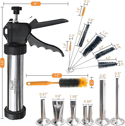 Miniatura 3 de MogaMax Kit de pistola de cecina grande de acero inoxidable de 3 generación, máquina de relleno de salchichas, máquina de cecina, tirador de cecina,