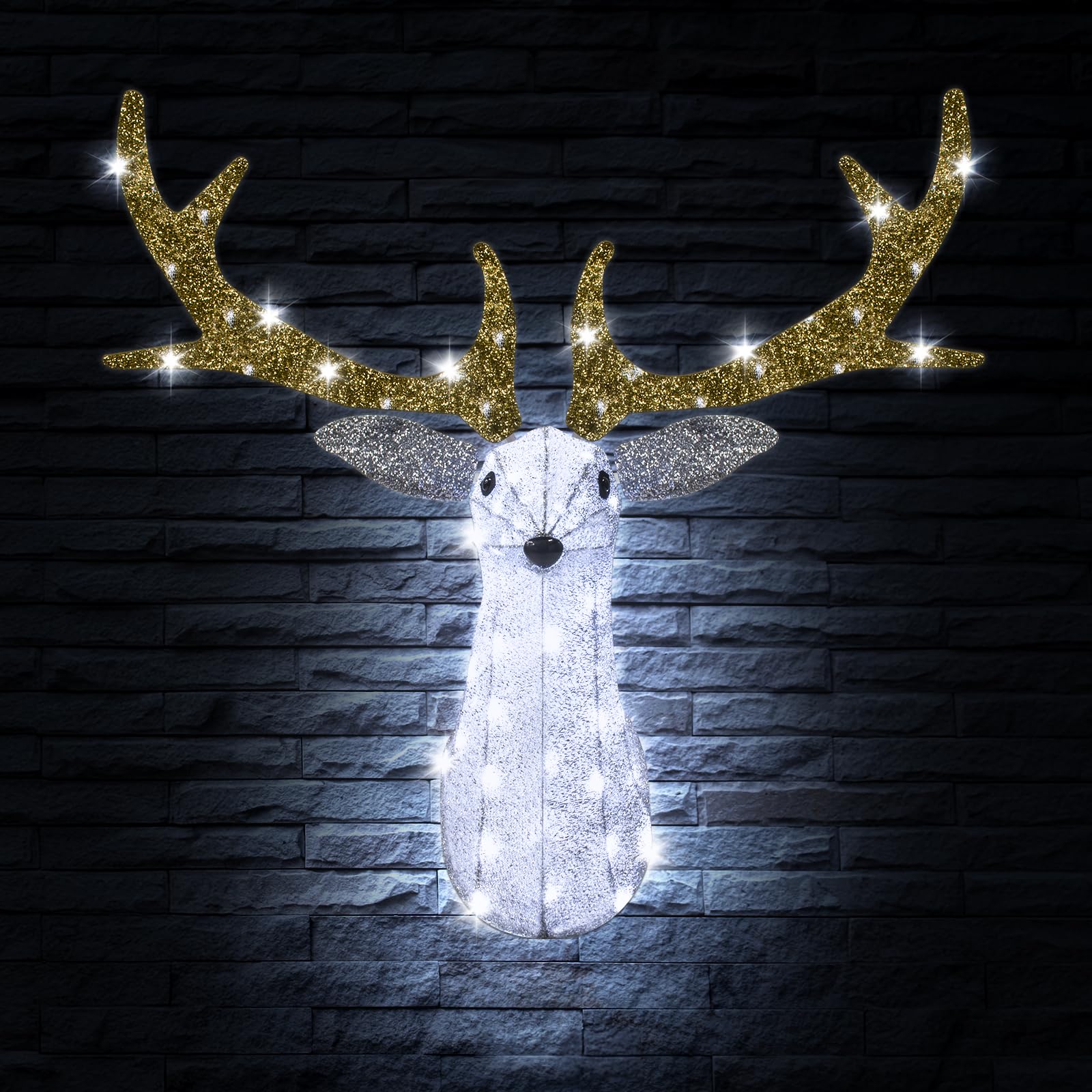 Snapklik.com : Senneny Lighted Christmas Reindeer Head Decorations Plug ...
