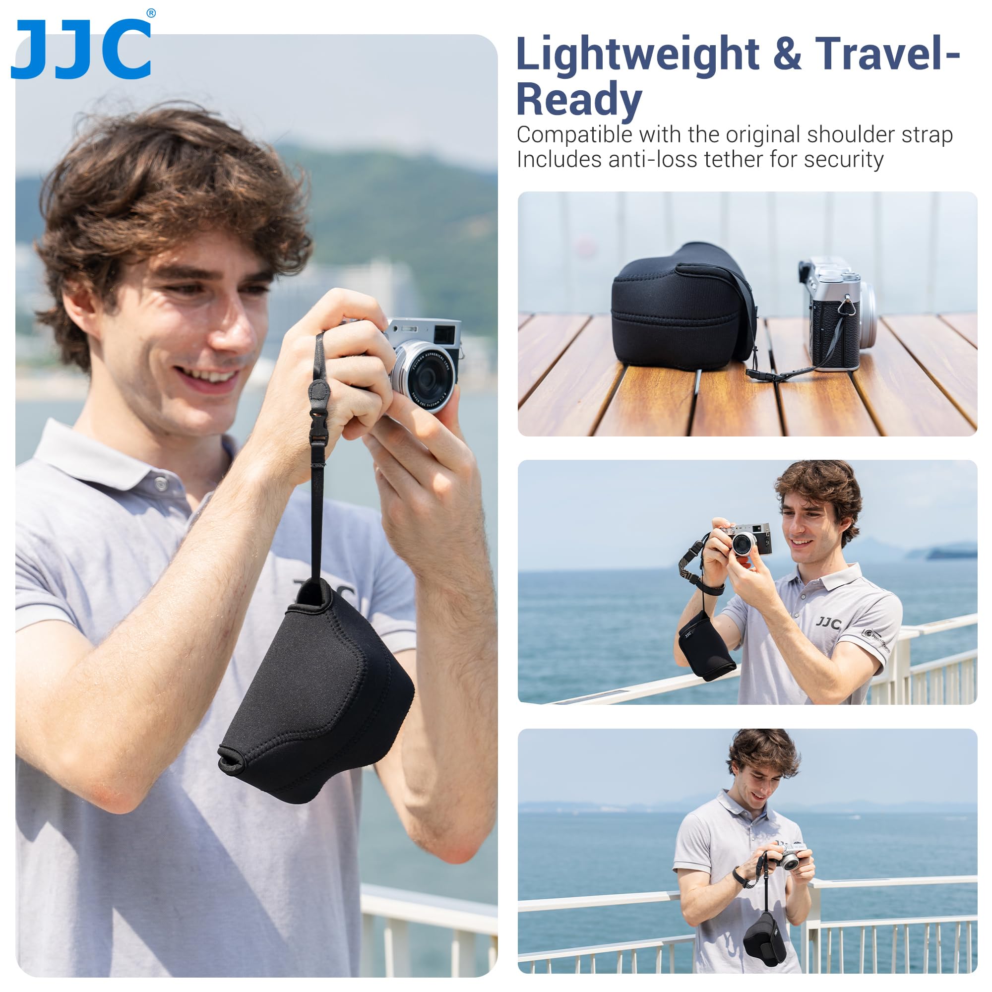 JJC Custodia per fotocamera leggera in neoprene compatibile con Fujifilm X-E5, X100VI, X100V, X100F, X100V, X100T, X100S, X100 con paraluce originale, custodia impermeabile per fotocamera integrata
