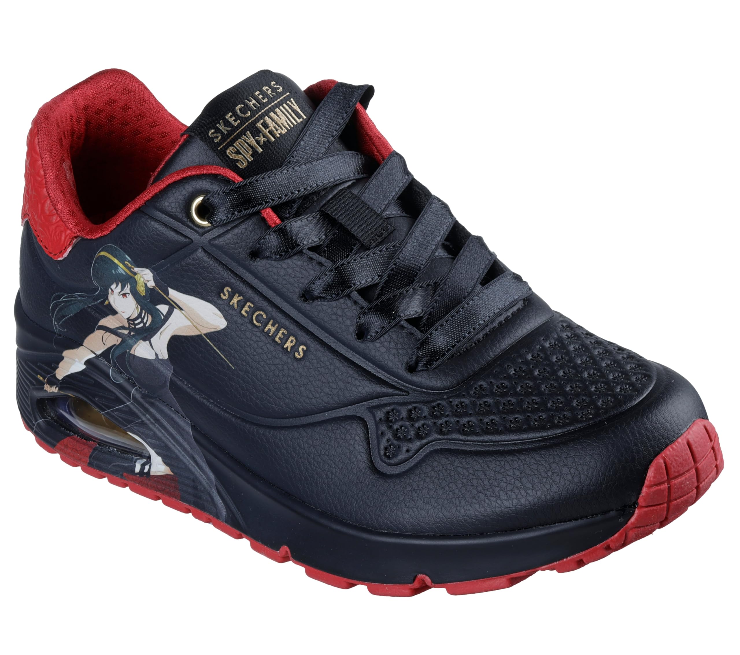 Skechers Women's Uno-Spy Family Air Sneaker, Black/Red, 5 : Amazon