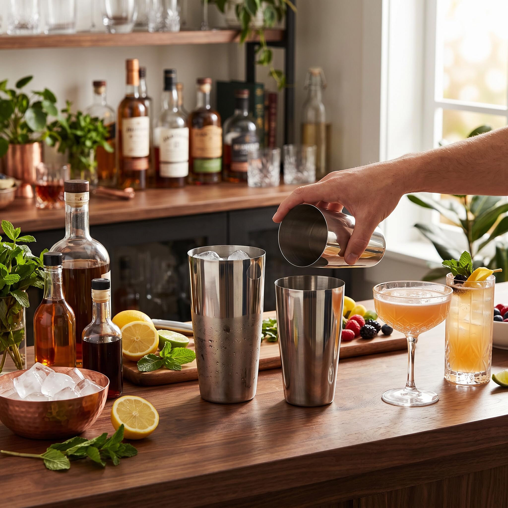 Greensen Shaker Boston per Cocktail in Acciaio Inossidabile 304, Set da 18 oz (500 ml) e 28 oz (800 ml), Strumento Professionale per Bartender e Mixologist