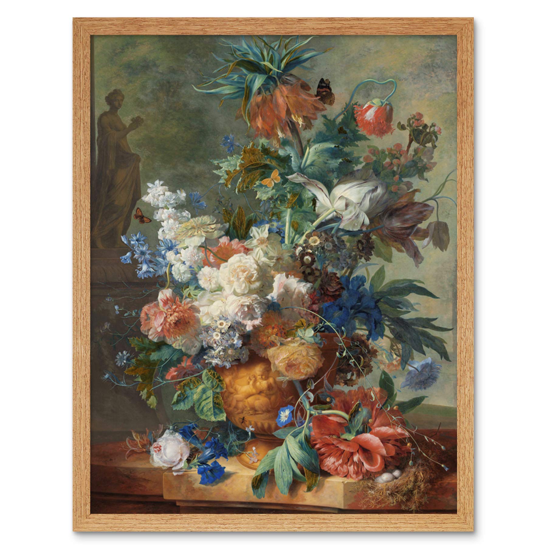 Artery8 Jan Van Huysum Still Life With Flowers Painting Art Print Framed Poster Wall Decor 12x16 inch