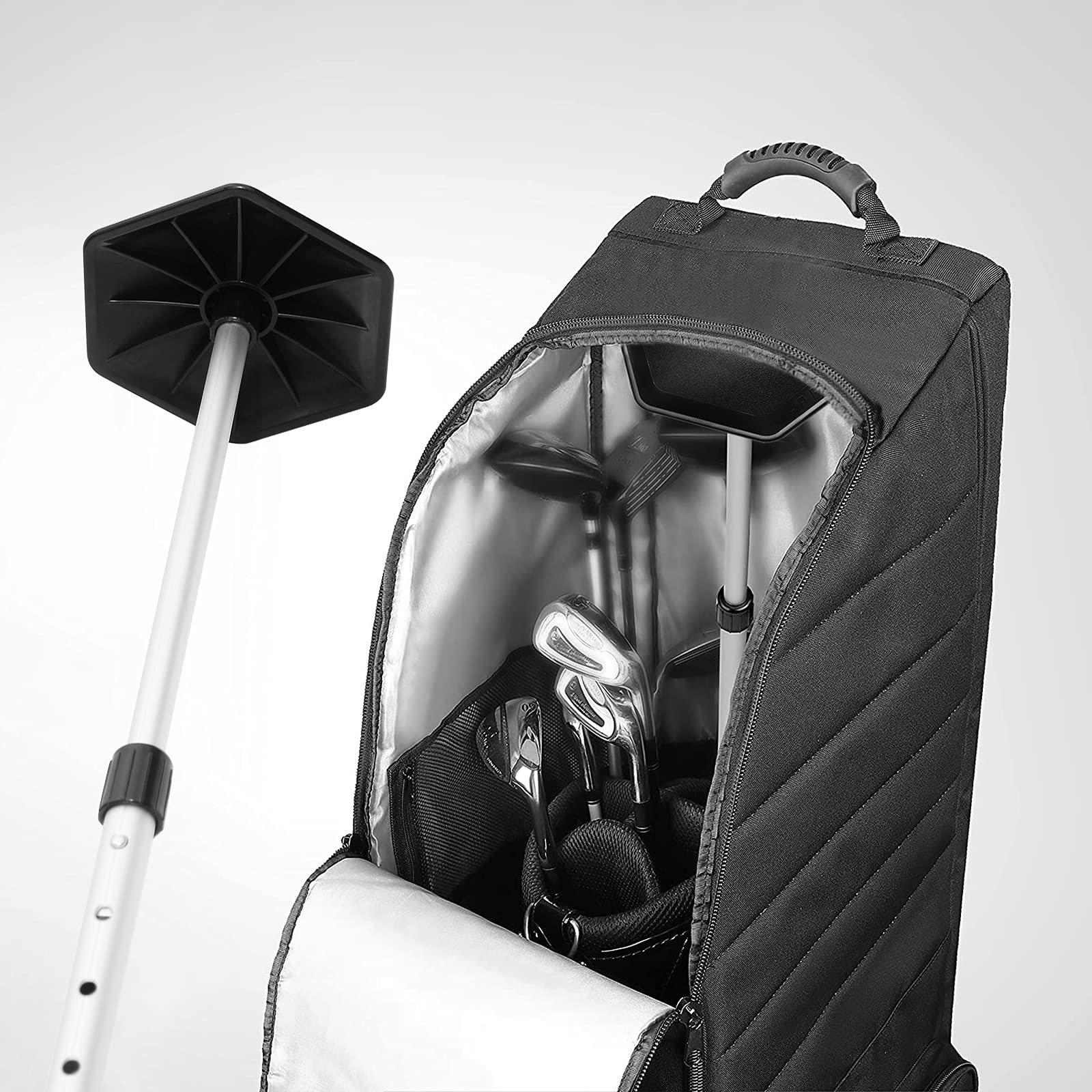 OUUTMEE Palo da viaggio per golf e golf, asta di sostegno in alluminio, per golf, esagonale, resistente agli urti, copertura da viaggio, flessibile, per Golf Club Travel Support