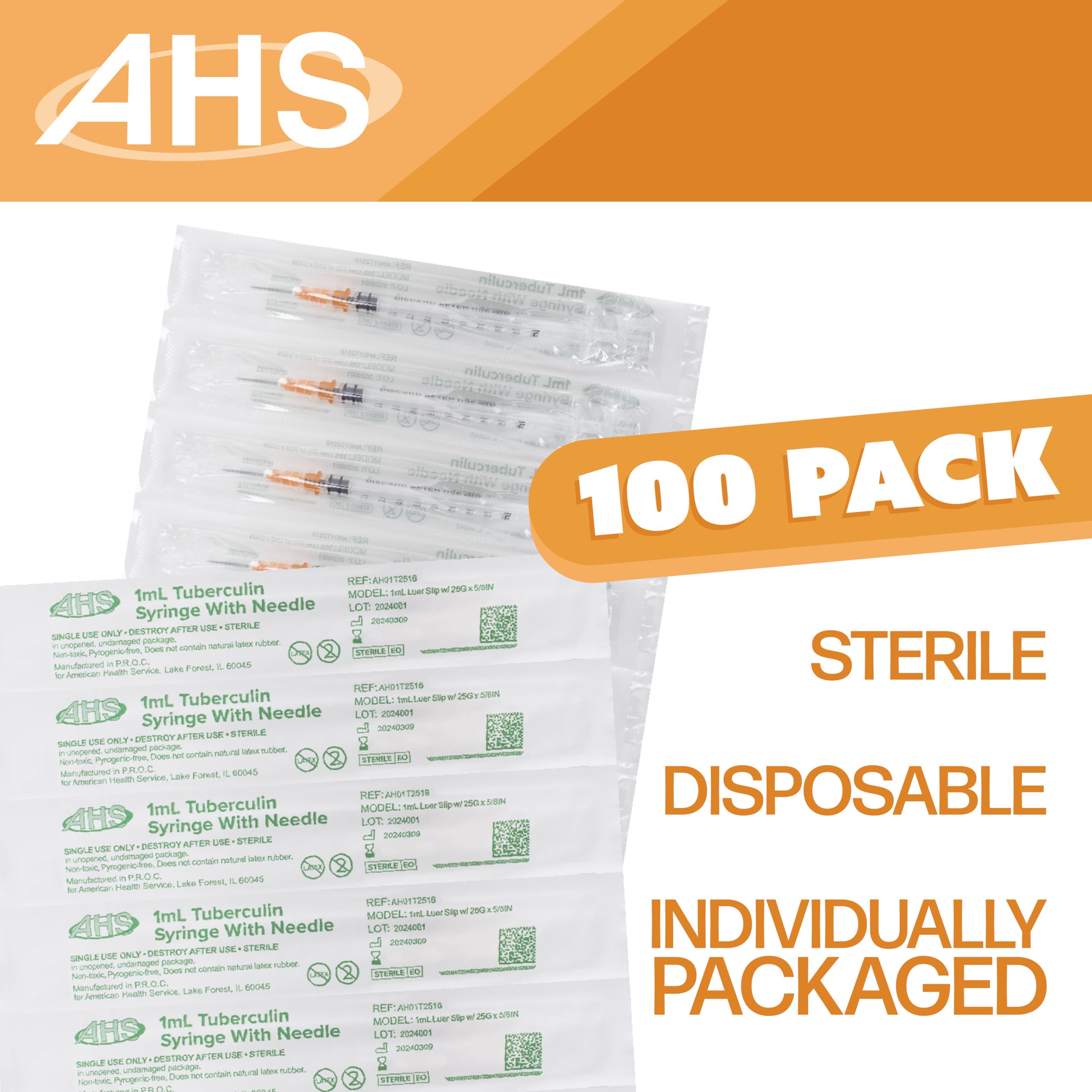 100 Tuberculin Syringes 1mL 25G - Pet & Industrial Use -2