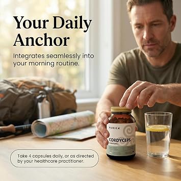PURICA Cordyceps Mushroom Supplements 120 Vegan Caps 30-Day Supply, Supports Energy, Vitality, Respiratory Wellness, Kidney Care, Lung Strength, Soothing Comfort, Non-GMO, Gluten-Free & Easy to Digest