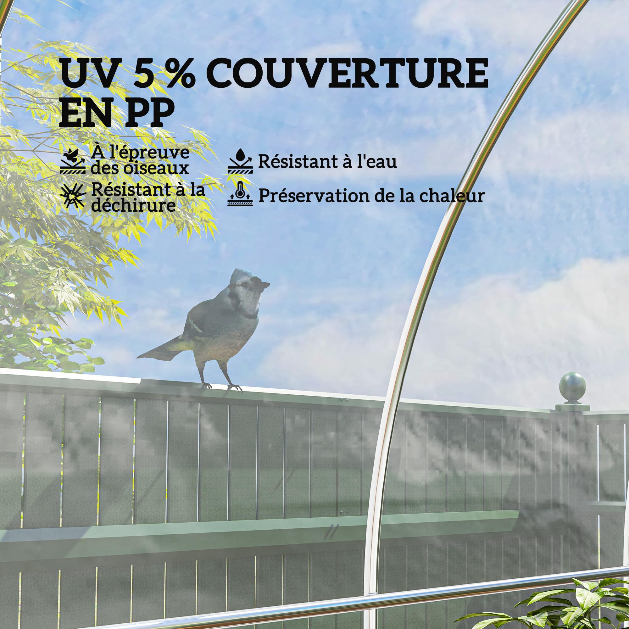 Outsunny Bâche pour Serre Plastique Transparente 6 x 10 m Imperméable Résistante aux UV Polypropylène 150g/m²