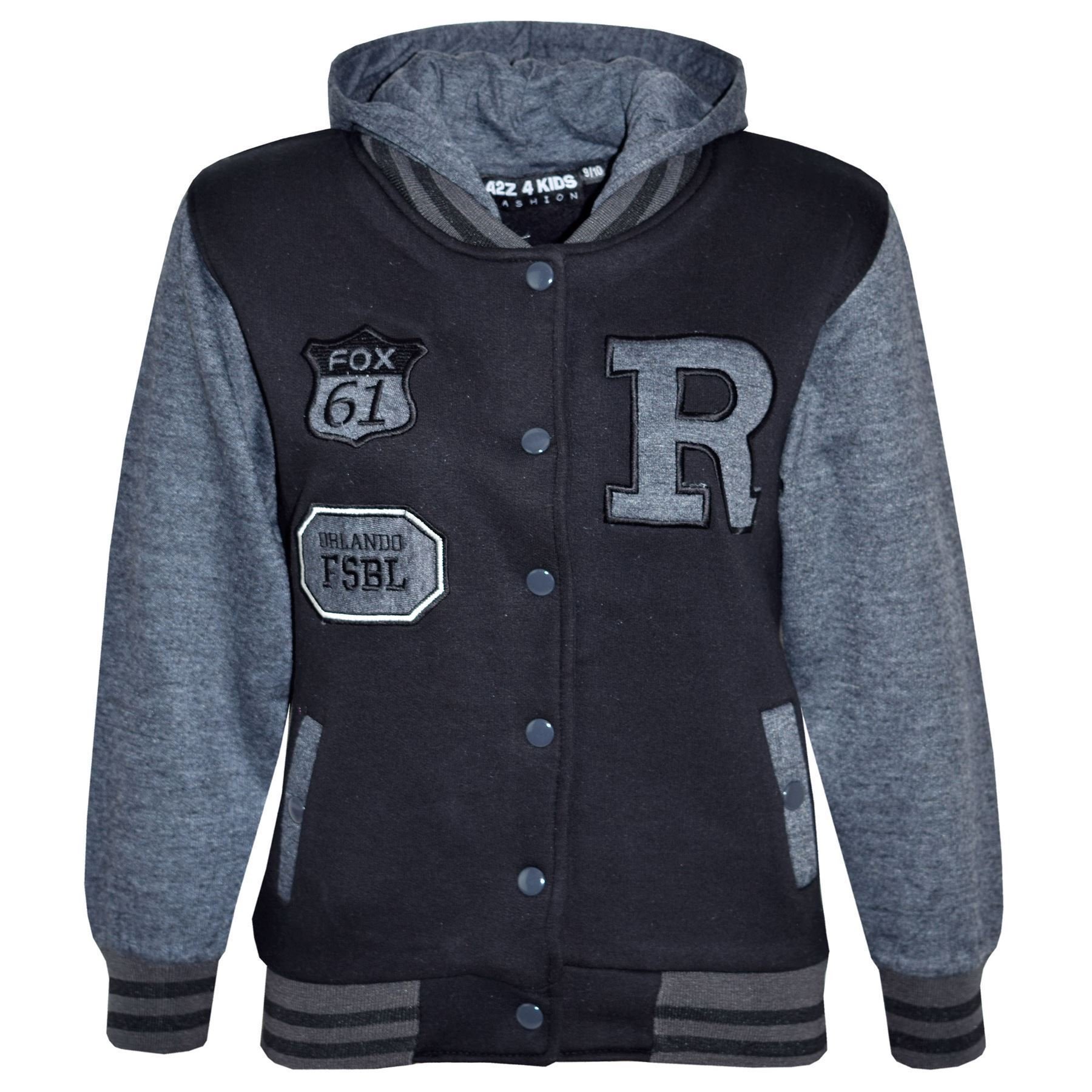 Veste à Capuche Baseball Fox B.B - Style R Fashion Pour Enfants Filles Et Garçons - Gris 9-10 Ans