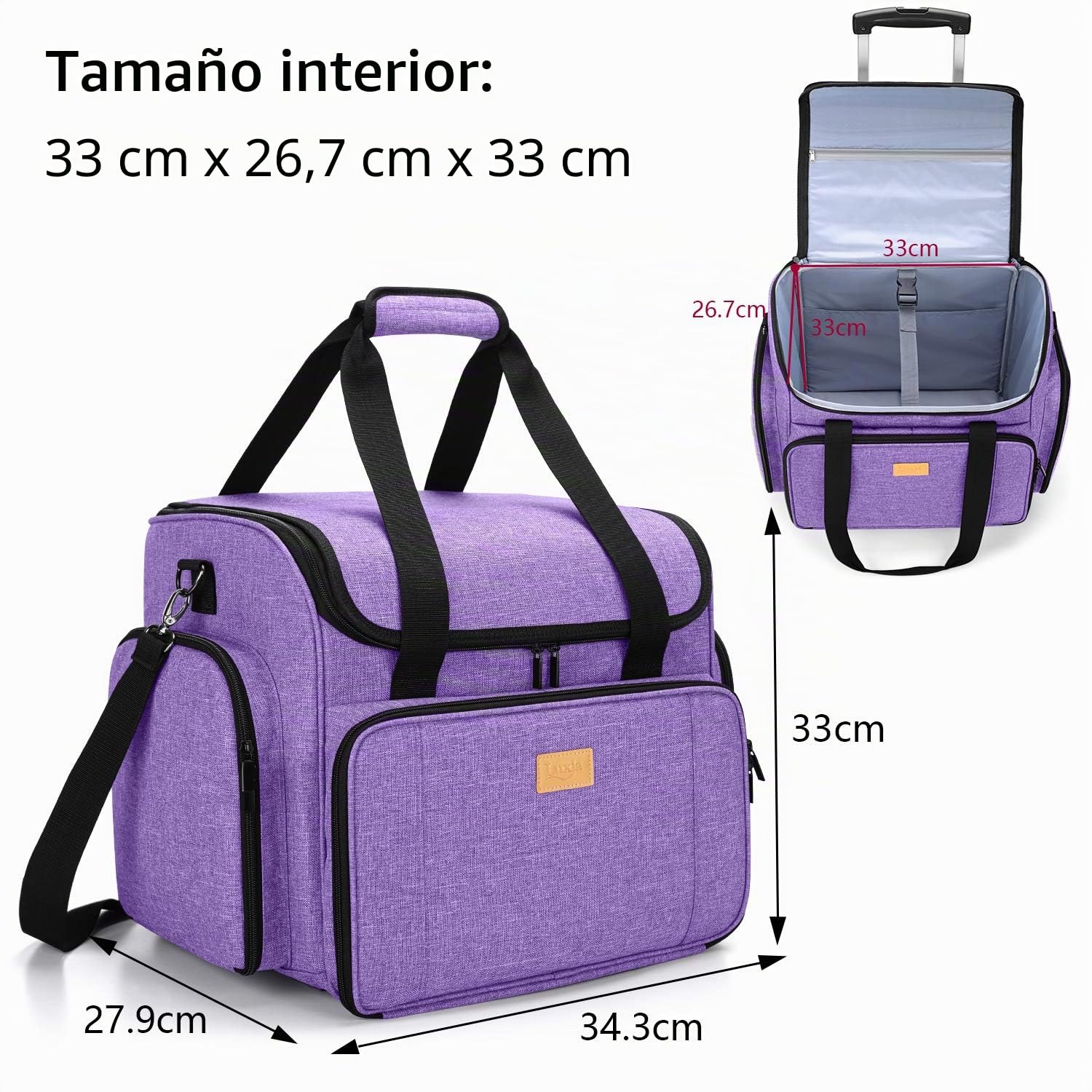Luxja Bolsa para Máquinas de Coser con Trolley Desmontable, Maletas de Transporte para Máquinas de Coser y Accesorios (Solo Bolsa)