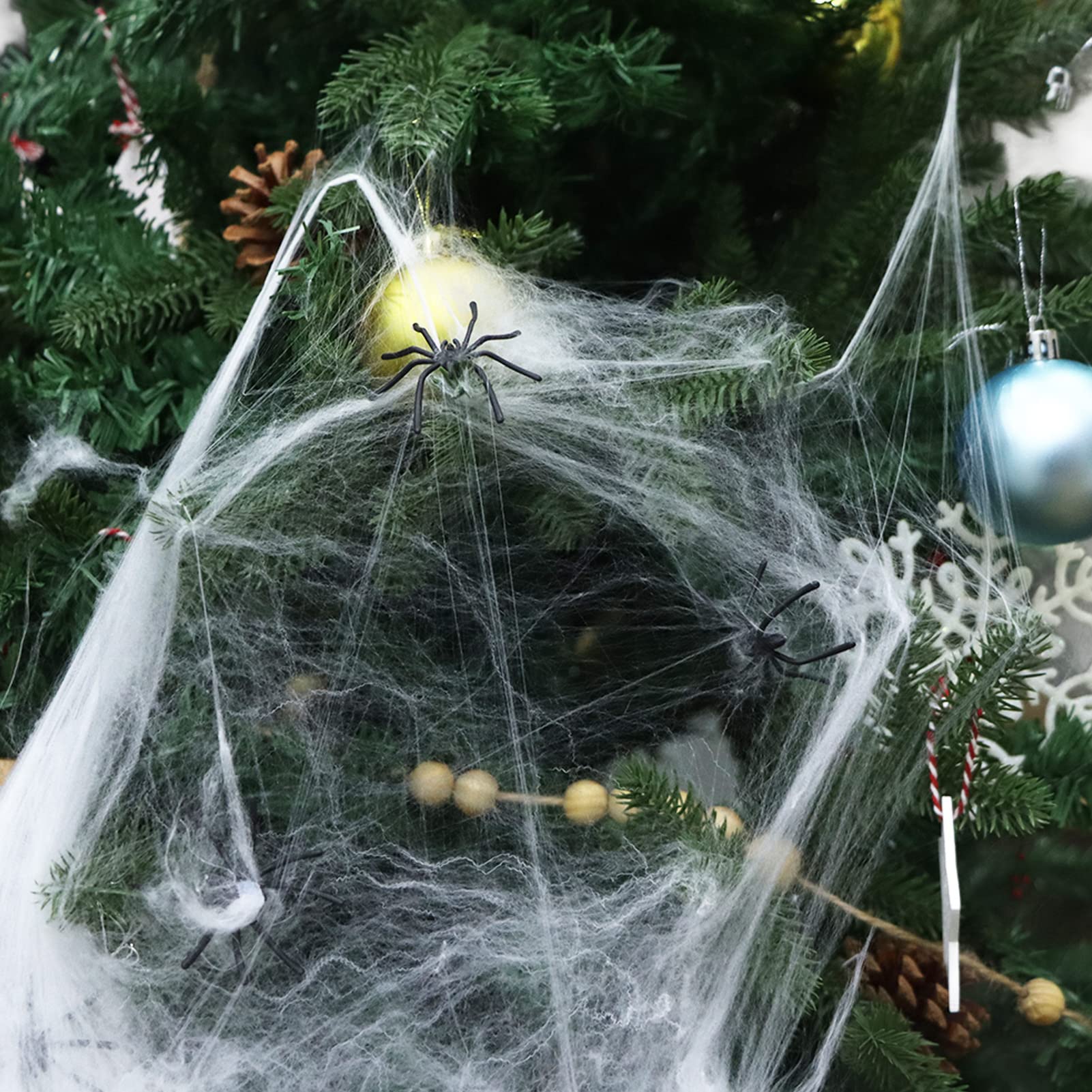 3 Pezzi Decorazioni di Ragnatele, Decorazioni di Ragno Ragno Finto, Ragnatela Artificiale Ragnatela Divertenti Puntelli Decorazione di Halloween in Morbido Cotone per Casa