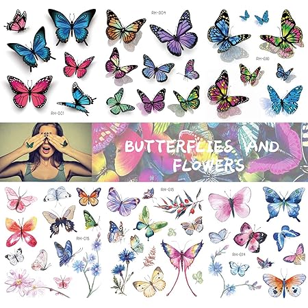 Download Amazon Com Zocone Butterfly Temporary Tattoos 18 Sheets Fake Tattoos Colorful Body Art Tattoos Stickers 3d Tattoos Party Favors Waterproof Temporary Tattoos For Women Girls Kids Beauty Personal Care