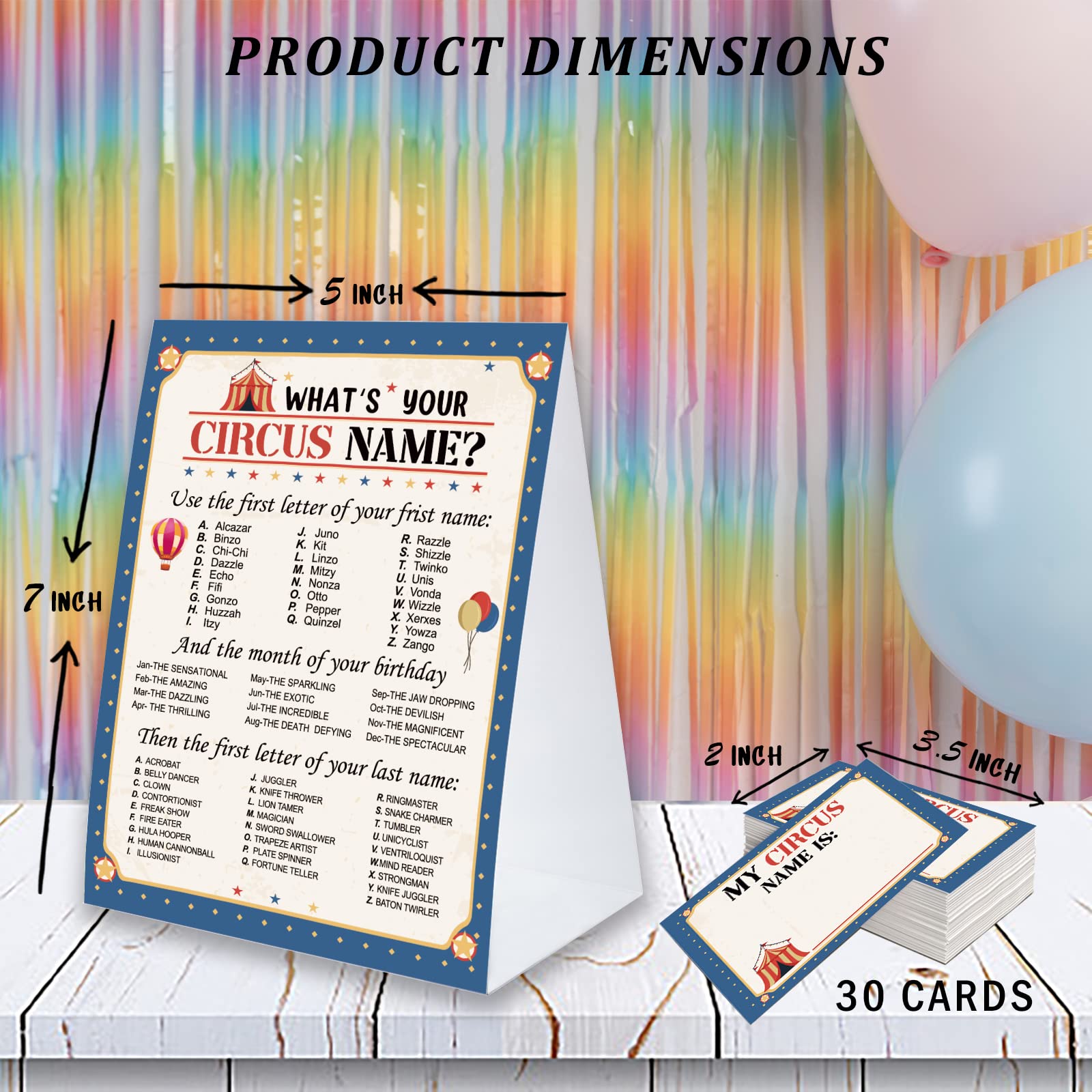 What's Your Circus Name Game Sign with Name Tag Stickers for Baby Shower, Baby Shower Decorations, Birthday Party Game, Baby Shower Games Fun for Adults & Kids Family Class Office Activity PTWYN18