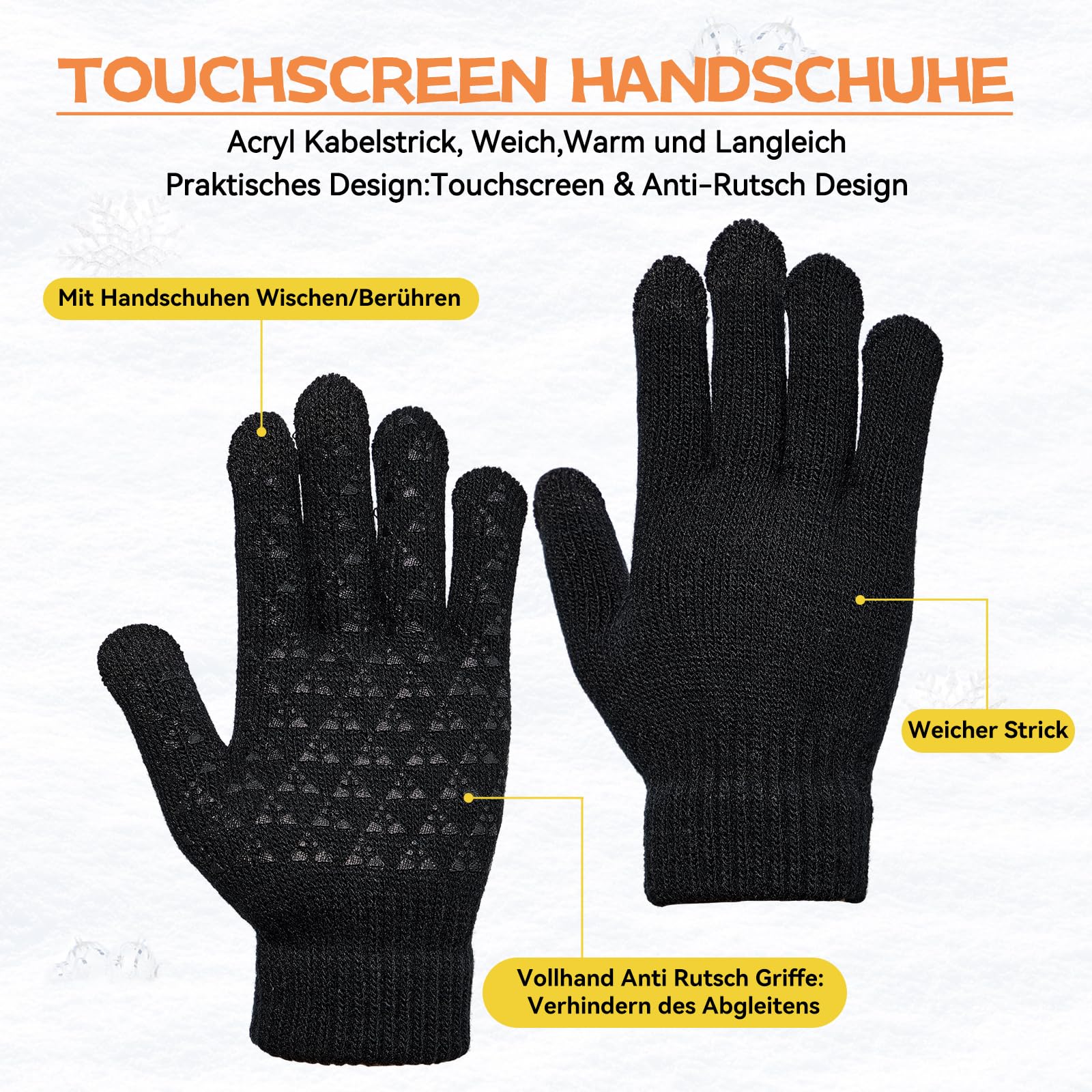 Durio Kinder Mütze Schlauchschal Handschuhe Mütze Set Wintermütze mit Fleece Gefütterte Strickset für Jungen und Mädchen