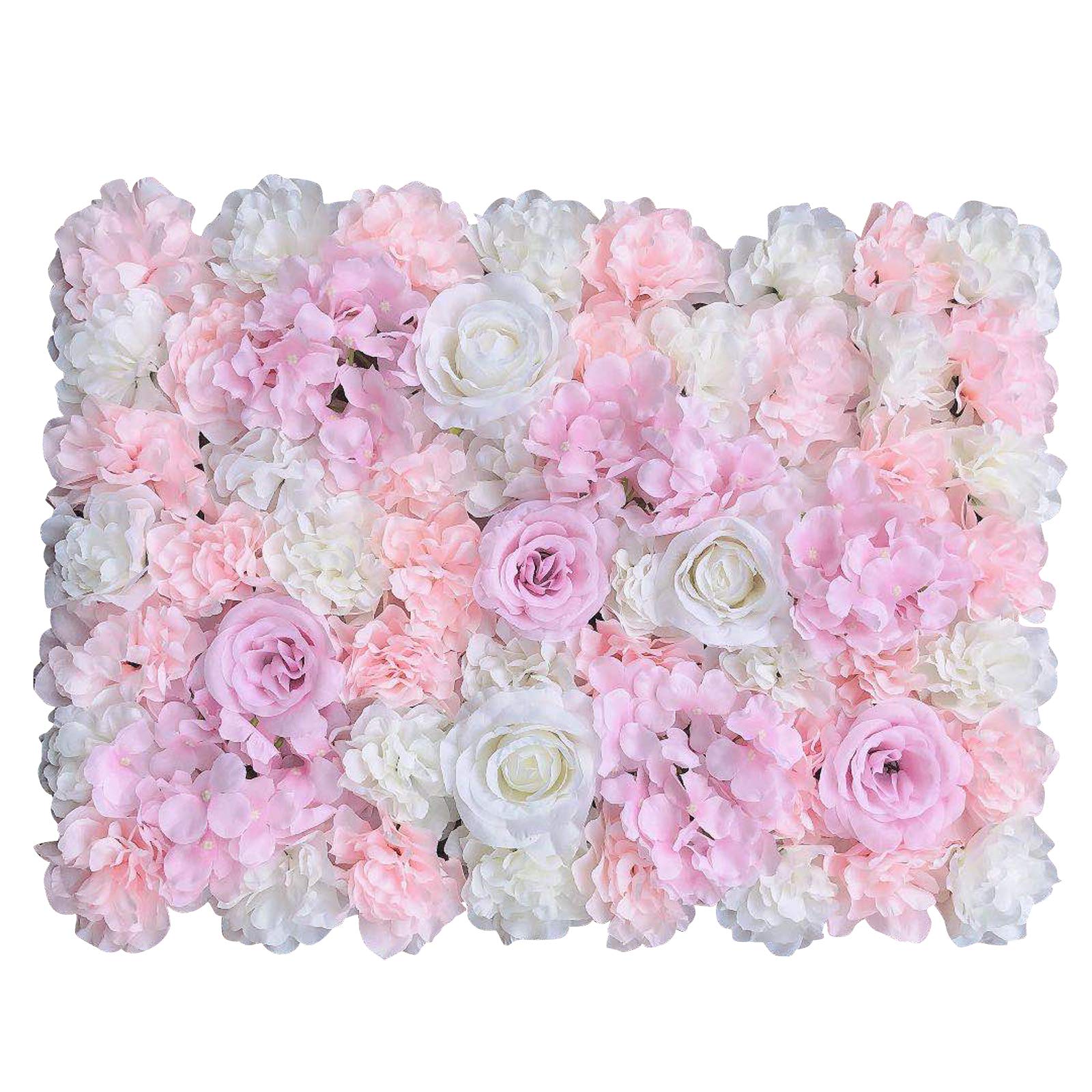 12 Stücke Künstliche Blumenwand Kunstblumen Panel für Garten Hochzeit Dekor 60 x 40cm Lila Weiß