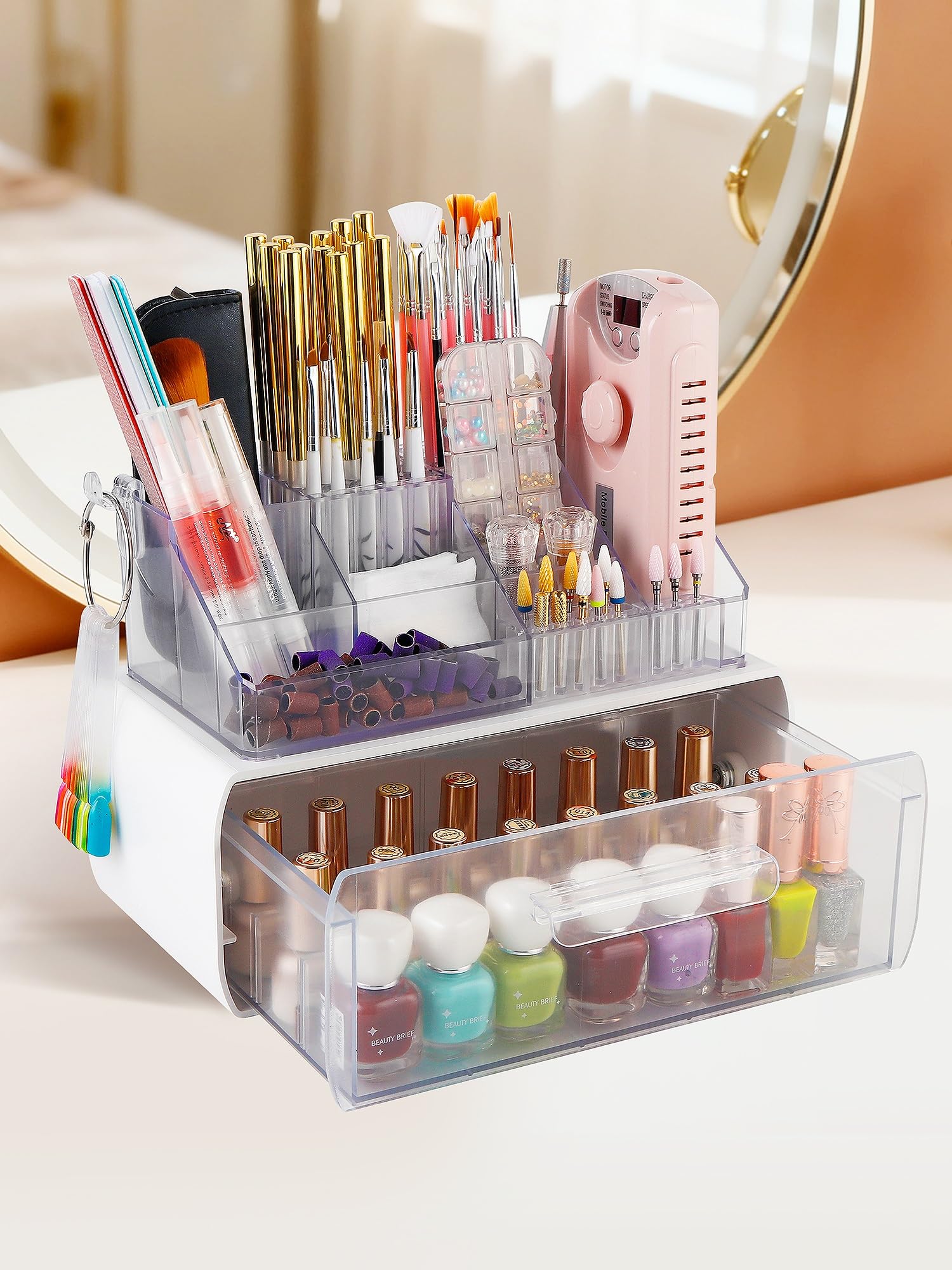 LIARTY Acrylic Nail Drill Organizer with Drawer