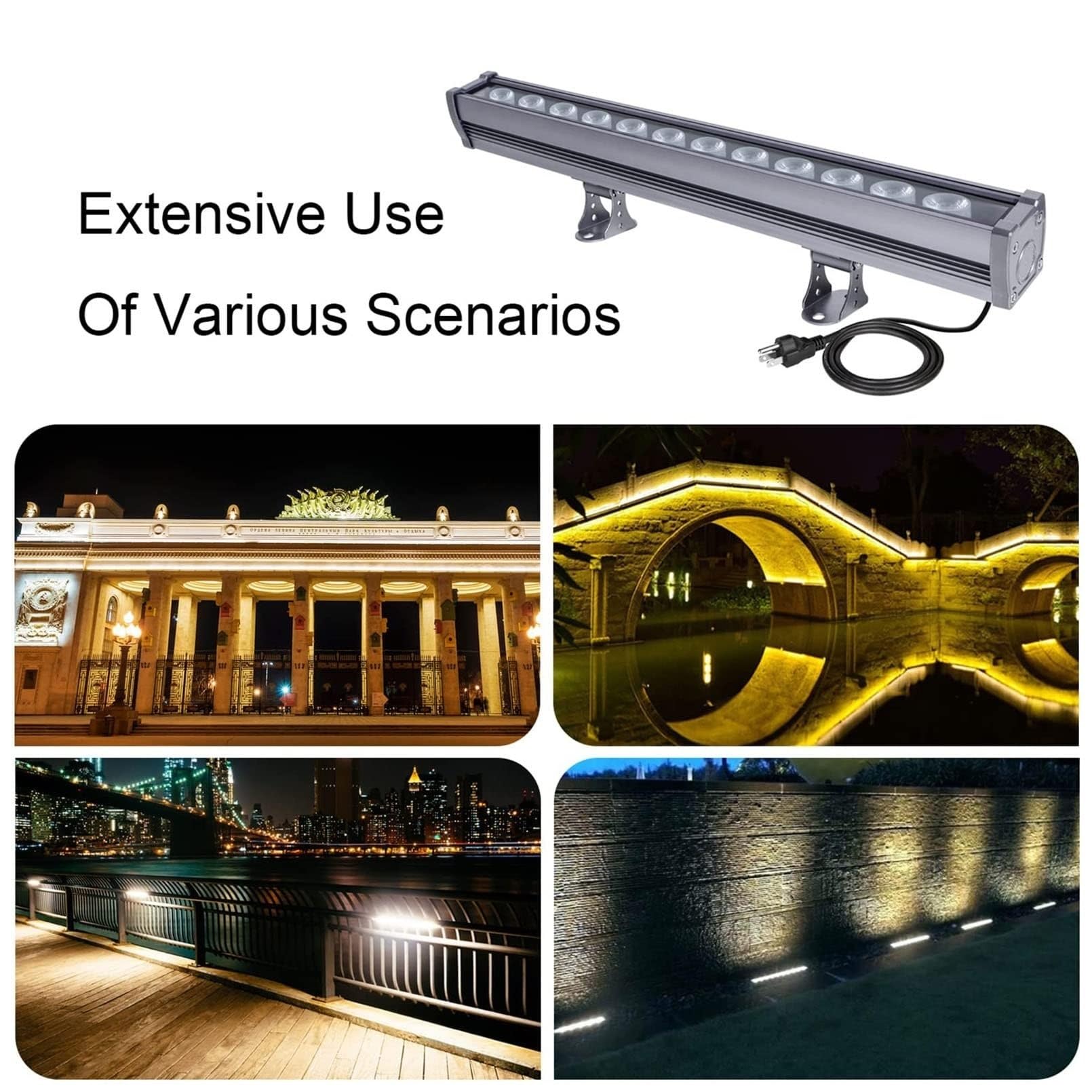Foco LED De Haz, Barra De Luz LED Para Bañar Paredes, Resistente Al Agua IP65, Adecuada Para Proyectos De Iluminación De Acento O De Inundación En Interiores Y Exteriores(Warm White,18W(85-265V))