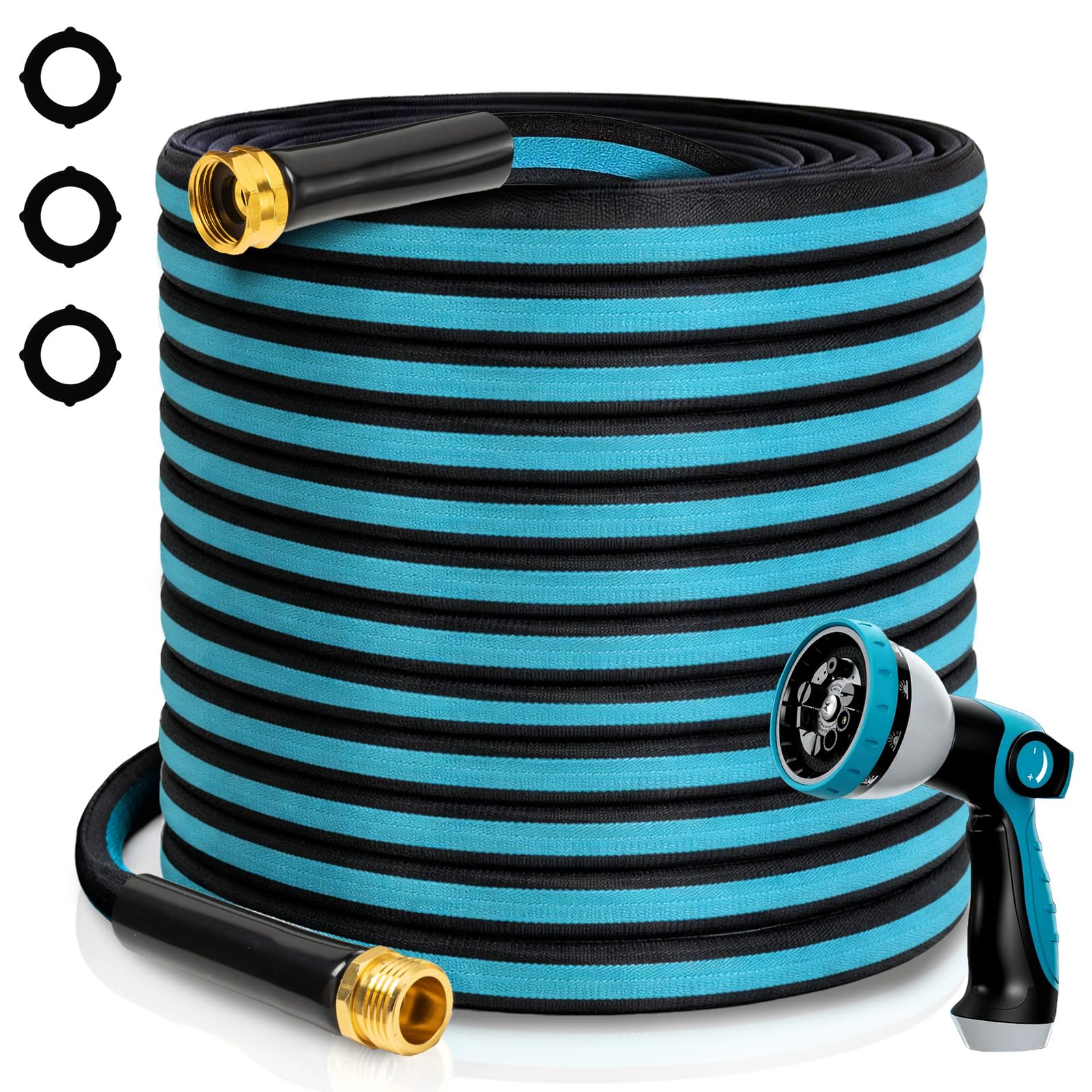 Photo 1 of WHOBUY 75FT Non-Expandable Garden Hose, Flexible Water Hose with Spray Nozzle, Kink-Resistant, Leakproof 3/4" Brass Connectors, Lightweight & Portable Water Pipe for Yard, Lawn Outdoor