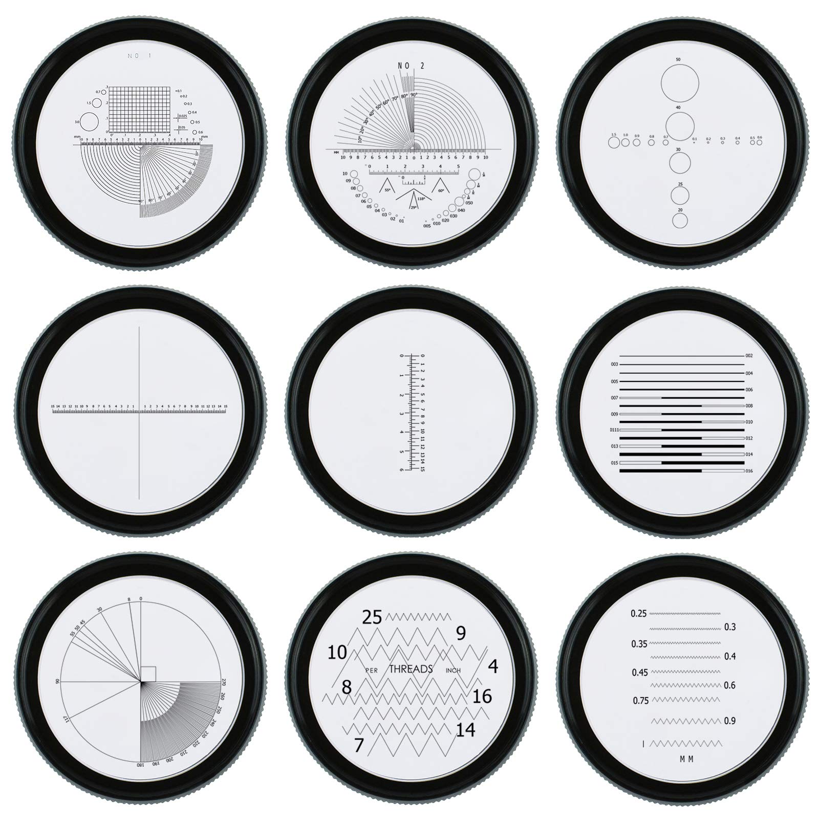 Scale Loupe 10x Magnification 8 LED Light 9 Glass Scale Chart Jewelers Eye Loupe Magnifier 25mm Field of View - Image 4