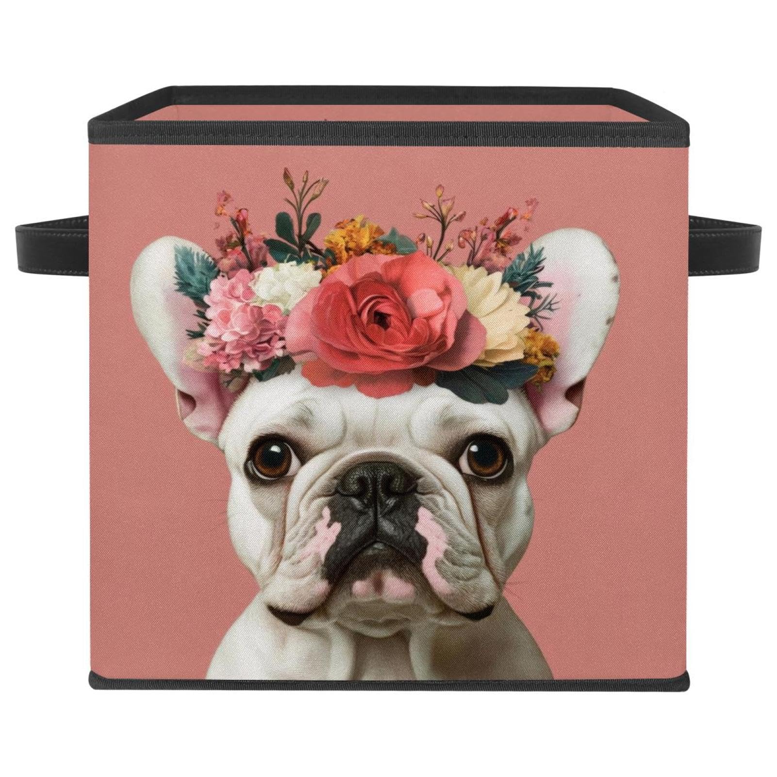 Boîte de rangement bouledogue français pour organiser le dressing et la chambre