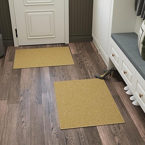 Miniatura 21 de Tapete unicolor y moderno con respaldo de goma antideslizante para entrada, habitación, cocina, baño, alfombra tradicional lavable a máquina, 2 x 3