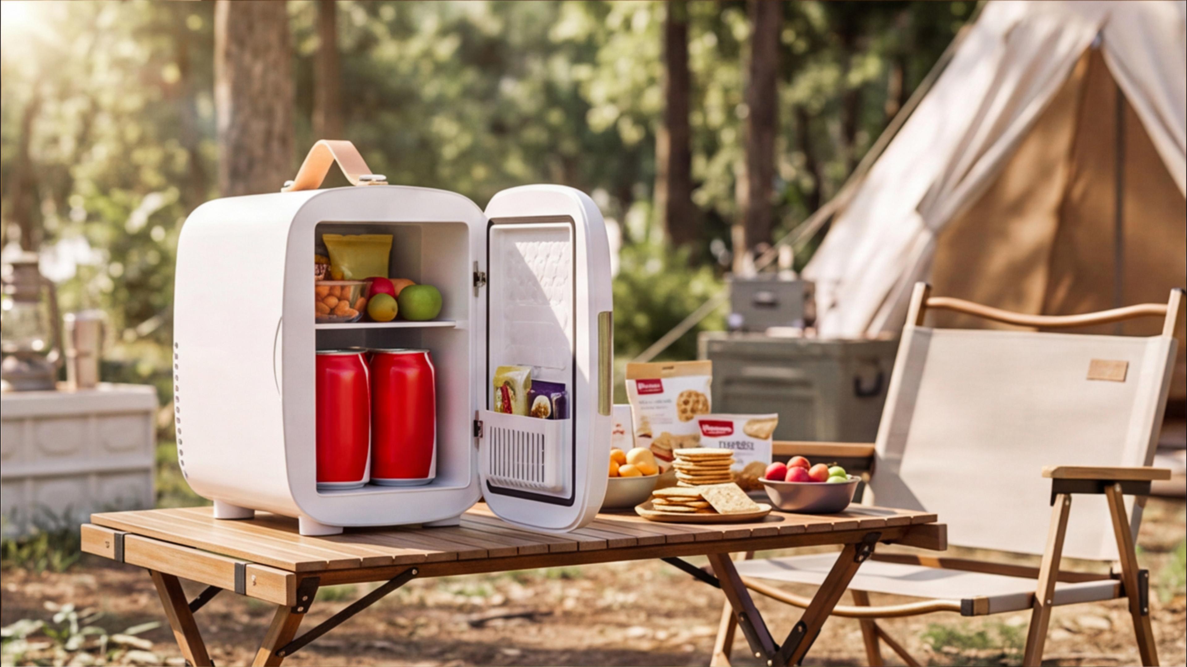 Image of FANSEXPERT Mini Fridge for Bedroom, 4 Liter /6 Cans Skin Care Fridge Small Refrigerator, AC /DC Portable Mini Cooler & Warmer, Small Cosmetic Fridge for Camping, Dorm, Office, Car (White)