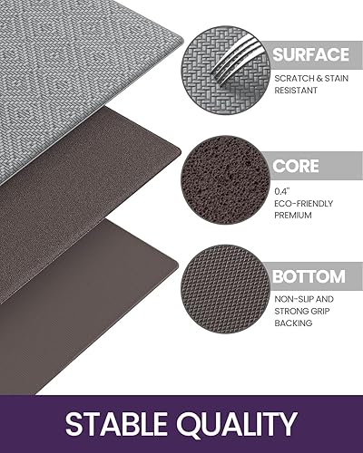Miniatura 8 de DEXI Tapete de cocina antifatiga, acolchado, antideslizante, impermeable, cómodo de pie, para cocina, 17 x 29 pulgadas, color gris