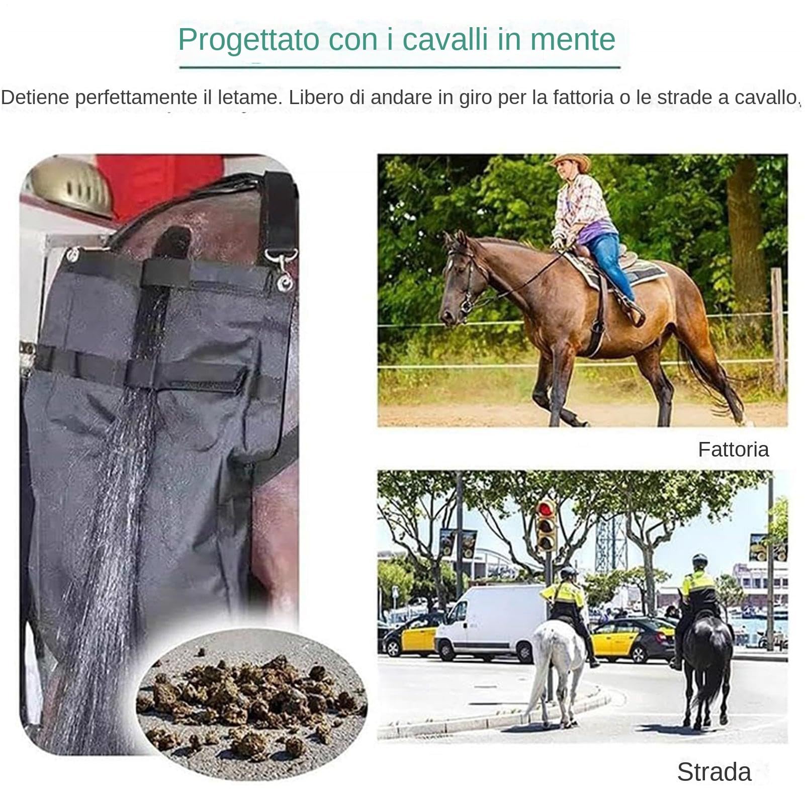 Sacca per Letame di Borsa Impermeabile e Portatile per Raccolta e | Borsa per Letame di Cavallo Pieghevole Per Parco, Strada, Interni, Veicolo, Fattoria, Eventi
