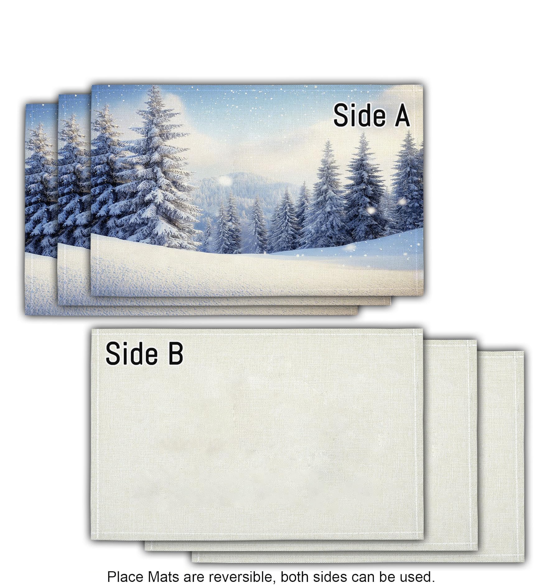8 Tovagliette Colazione Stoffa 45 x 30 cm,Neve Montagne Tovagliette Americane Lavabili, Placemats Naturalmente La Pineta per Primavera Vacanze Cucina Feste, Pasqua