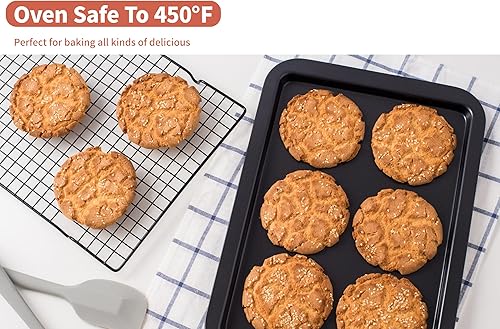 Miniatura 5 de Amazqi Juego de 3 bandejas para galletas  Bandeja antiadherente para horno apto para lavavajillas  Bandeja para hornear no tóxica sin PFOA ni PFOS